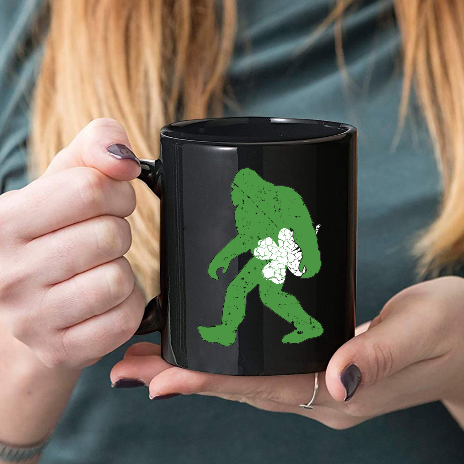 Bigfoot St Patrick'S Day Mug Black Ceramic 11-15Oz Coffee Tea Cup