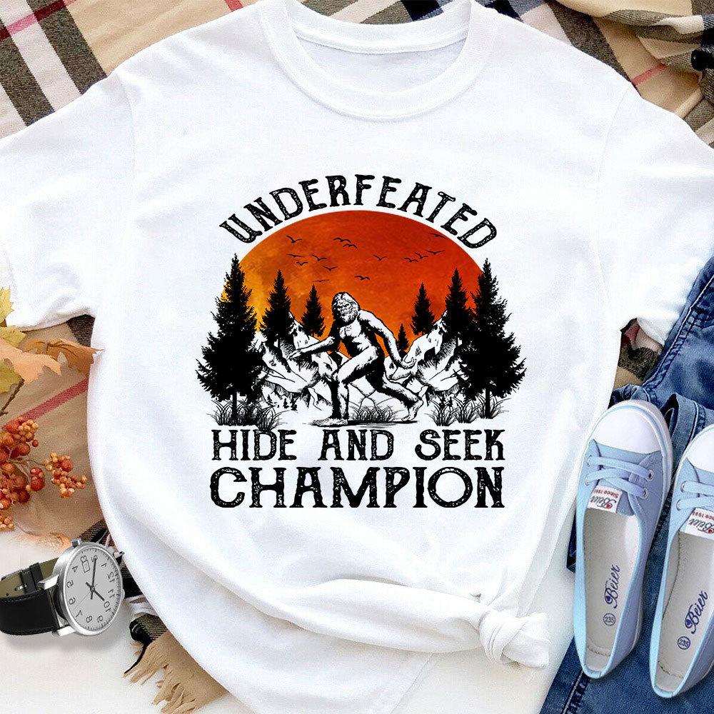 Bigfoot Underfeated Hide And Seek Champion Women T Shirt White S-3XL