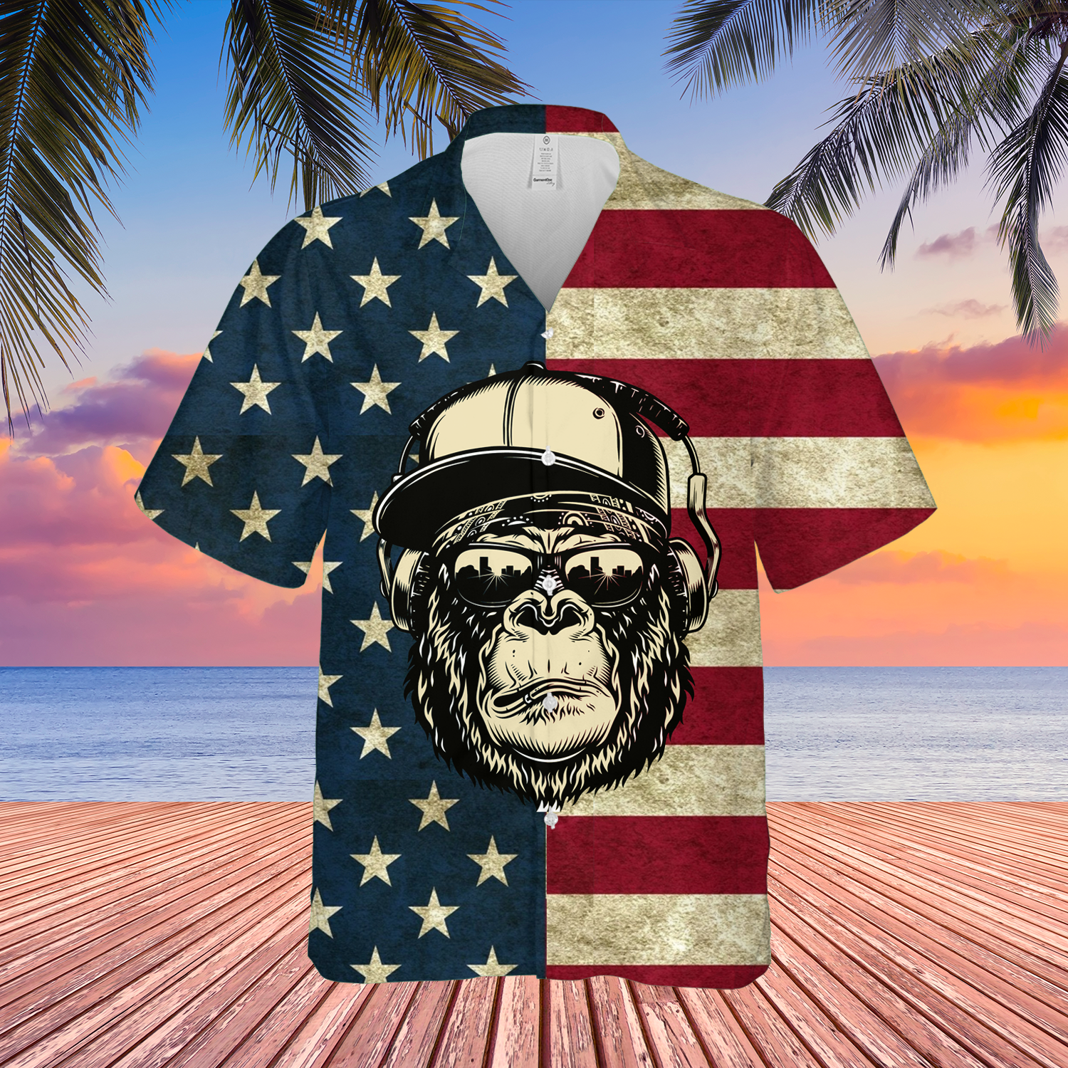 Bigfoot Usa Flag Hawaiian 3d Shirt For Women And Men