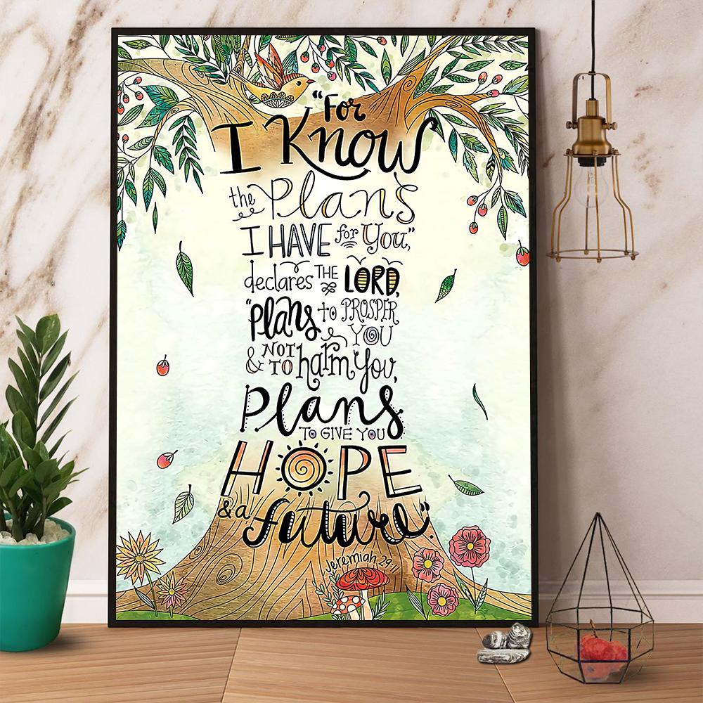 Bird Tree For I Know The Plans I Have For You Satin Poster Portrait No Frame