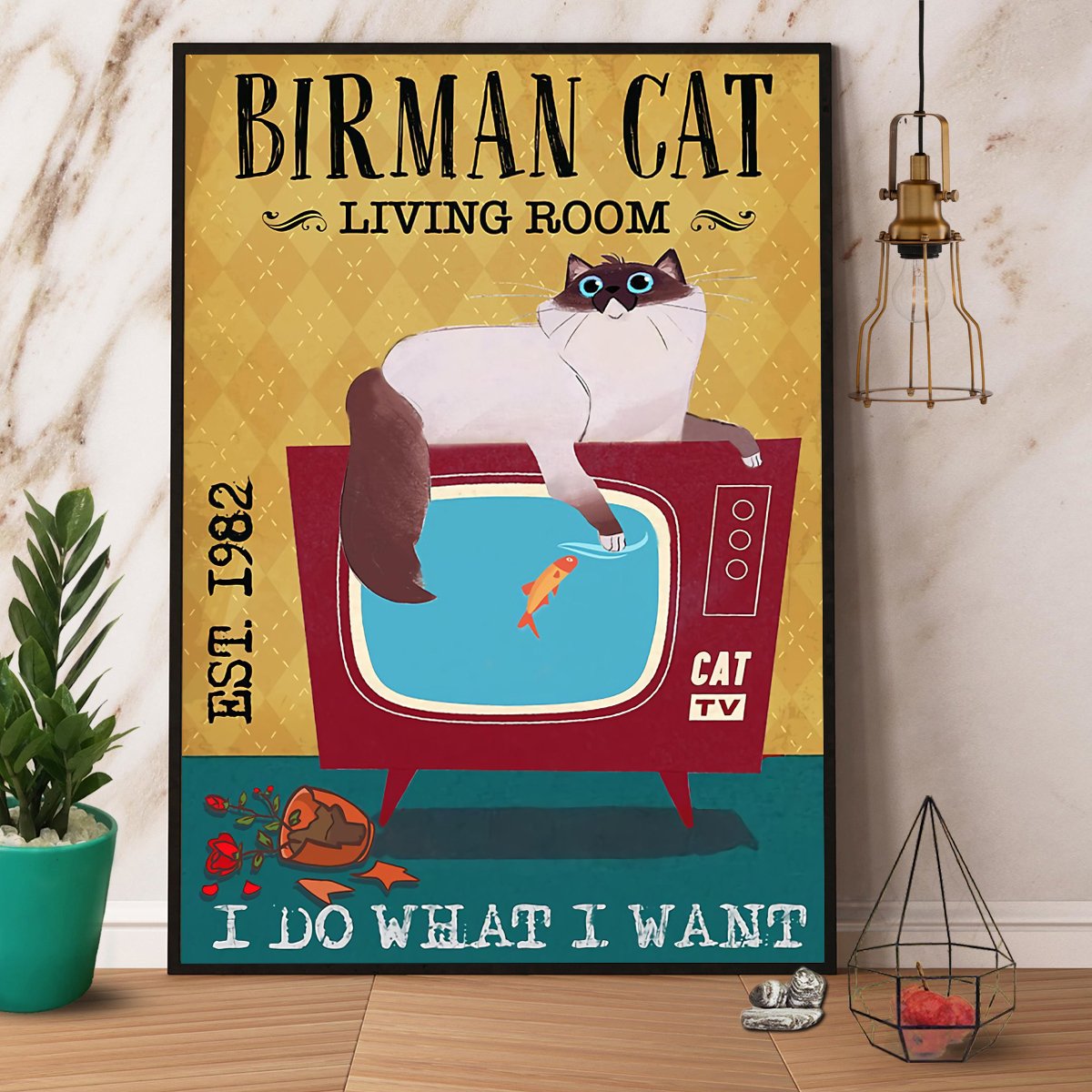 Birman Cat Living Room I Do What I Want Satin Poster Portrait No Frame