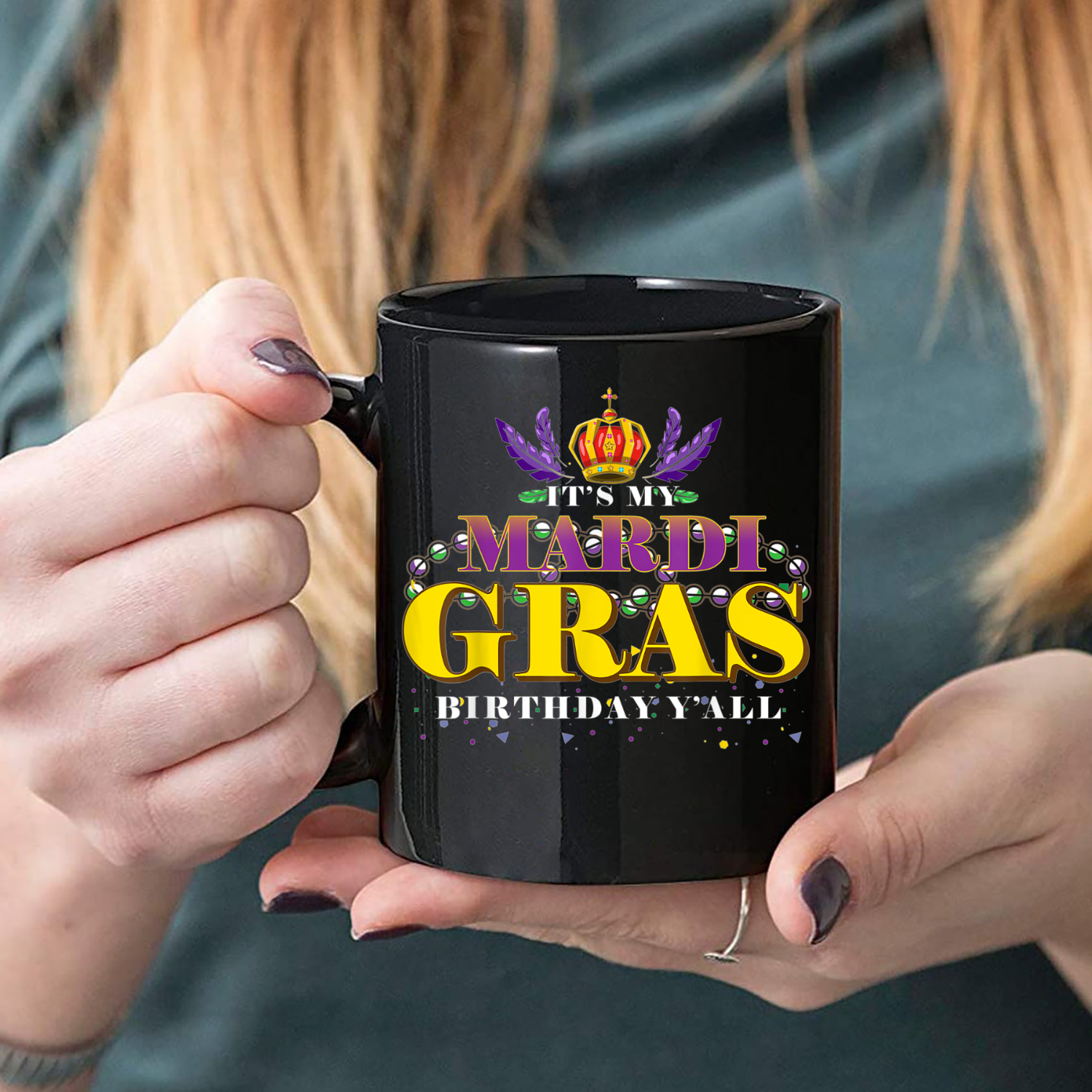 Birthday Gift Masquerade Parade Party Mardi Gras Mug Black Ceramic 11-15oz Coffee Tea Cup