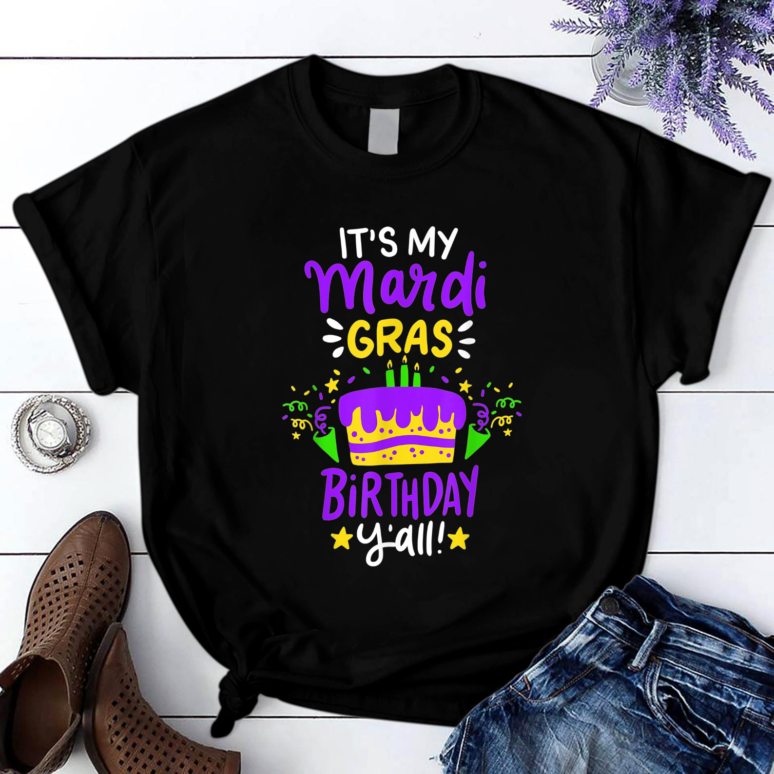 Birthday Mardi Gras Party T Shirt Black Unisex S-6Xl