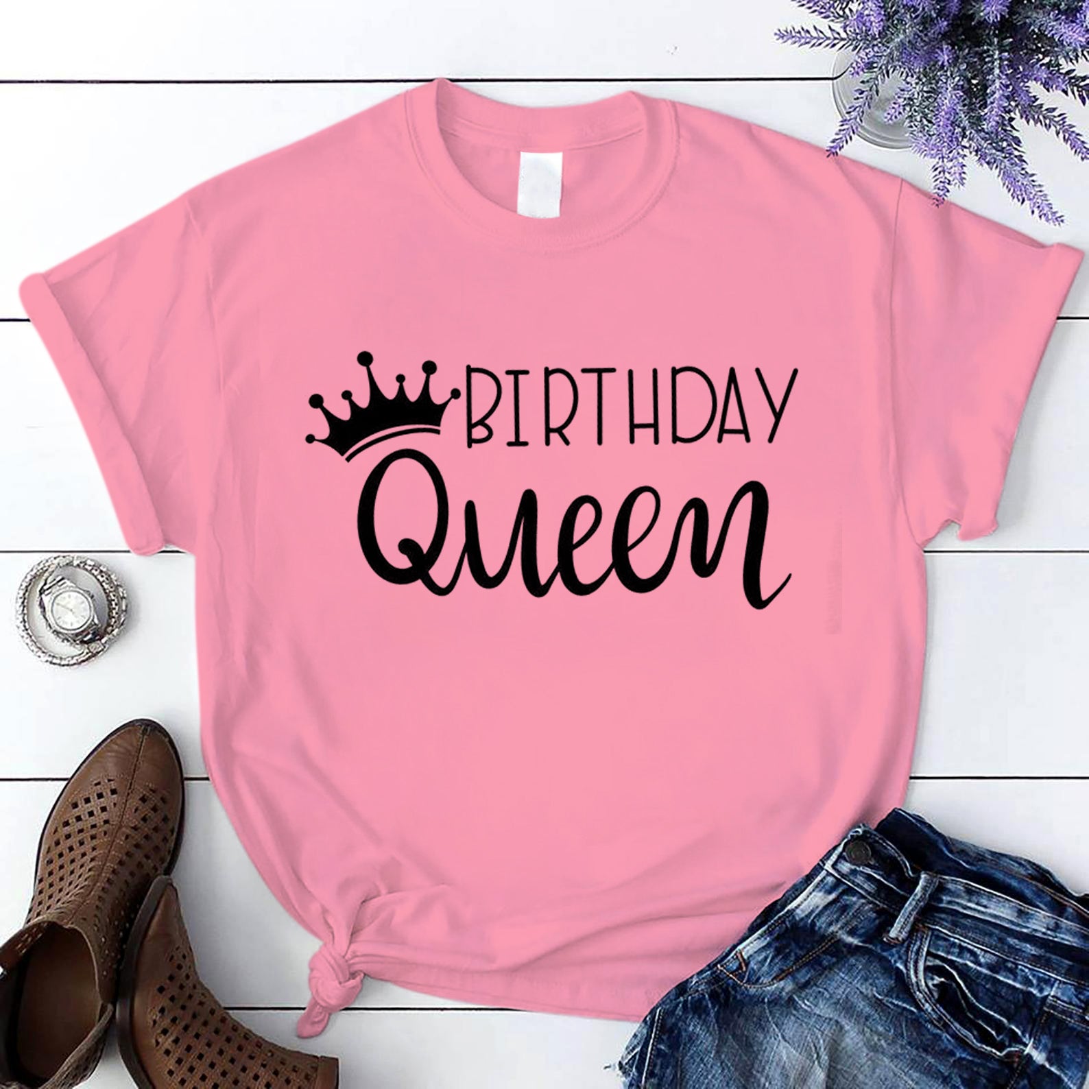 Birthday Queen T Shirt Light Pink Unisex S-6XL