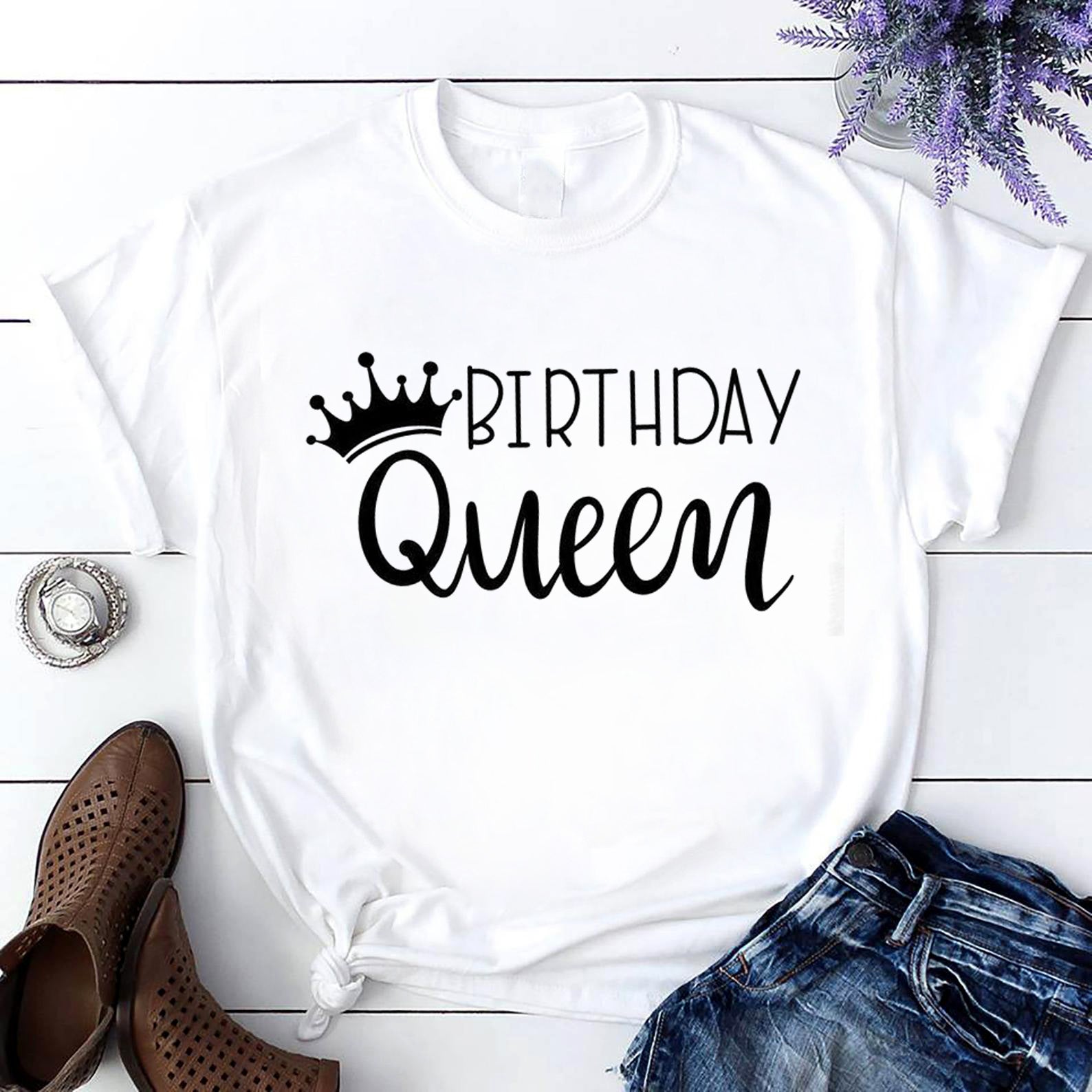 Birthday Queen T Shirt White Unisex S-6XL