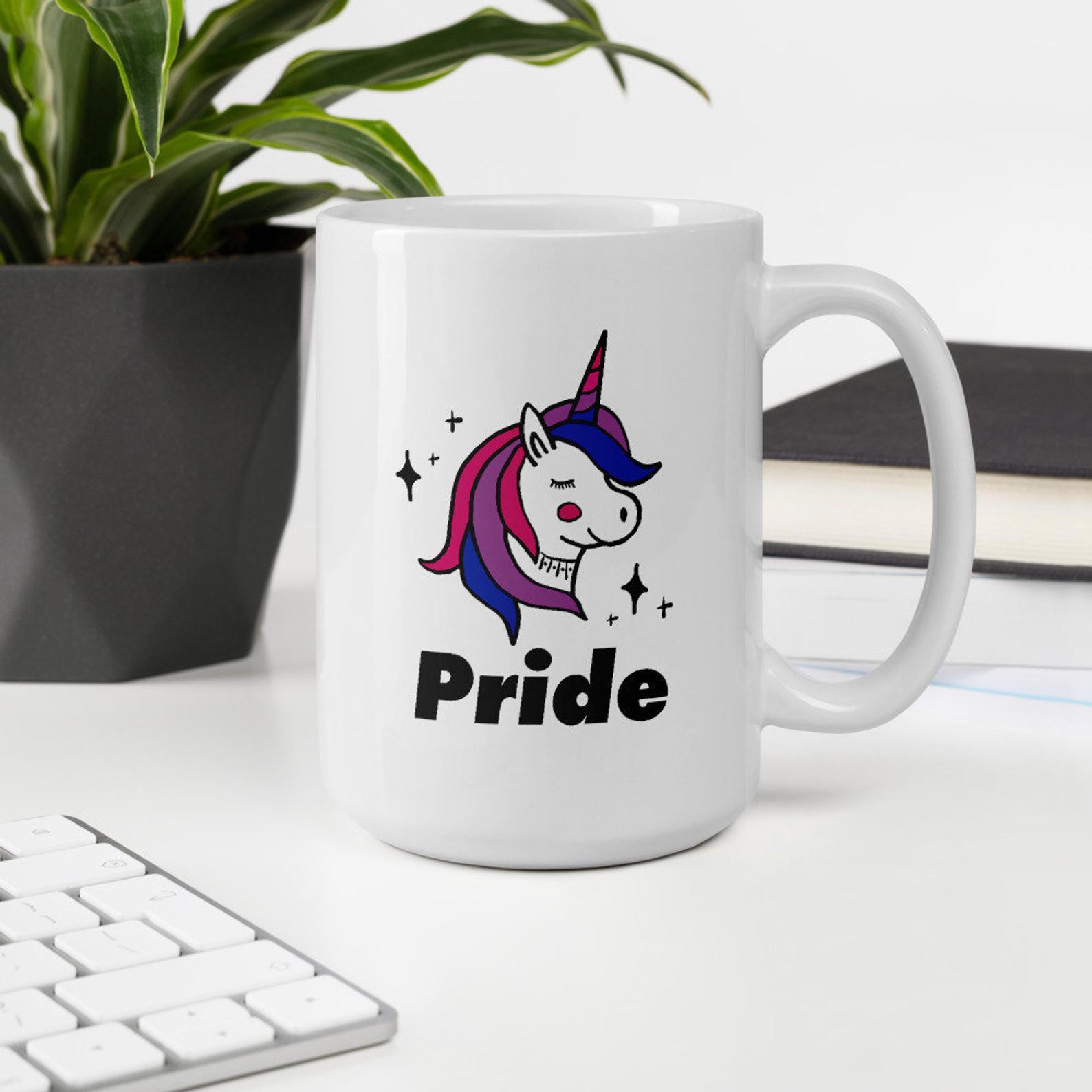 Bisexual Pride Unicorn LGBT Mug White Ceramic 11-15oz Coffee Tea Cup