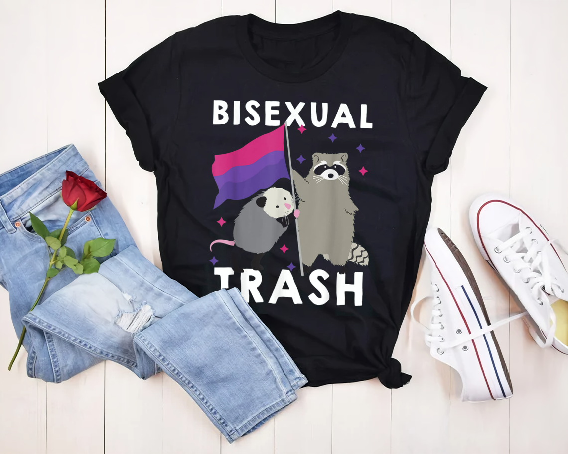 Bisexual Trash Shirt Gay Pride Rainbow Lgbt Raccoon Possum T-shirt Unisex S-6xl