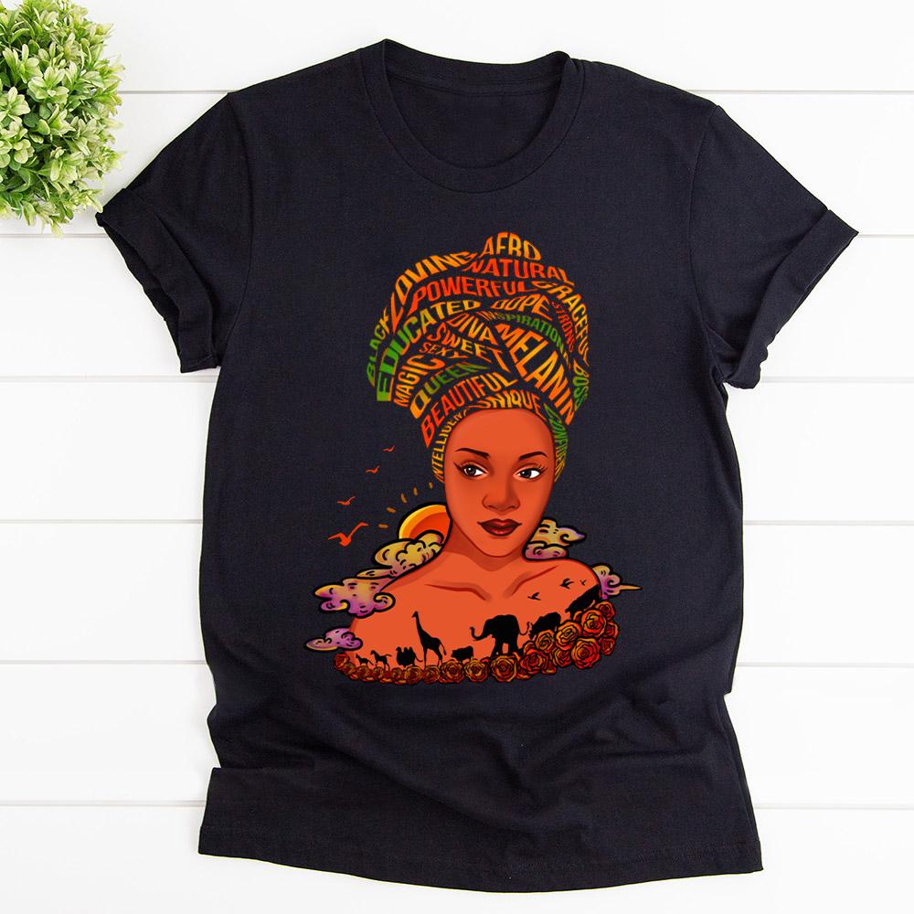 Black And Proud Sweet Black Afro Girl T Shirt Black Unisex S-6XL