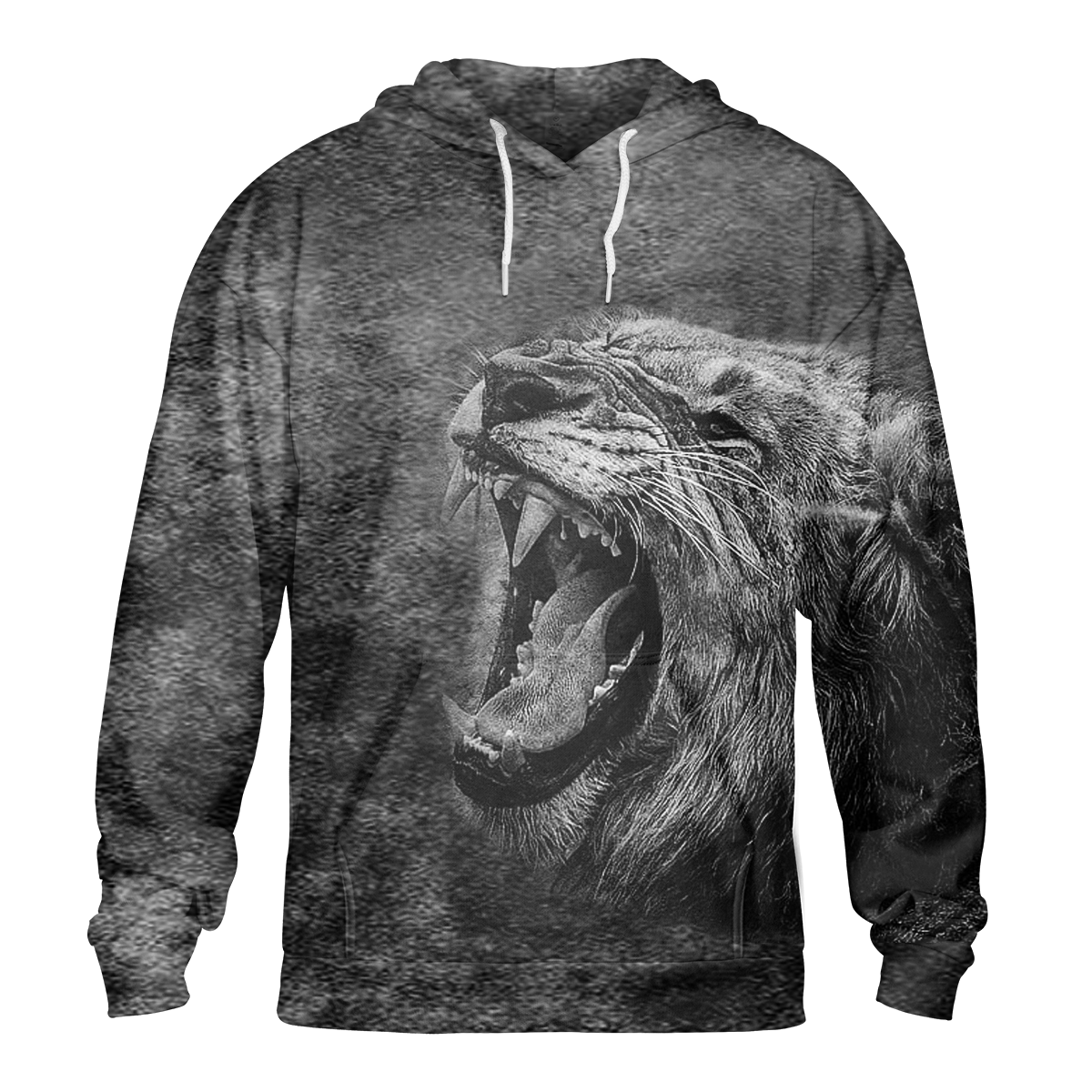 Black And White Lion Stronger Print Long Sleeve Pullover Hoodie 3D Print Full S-5XL