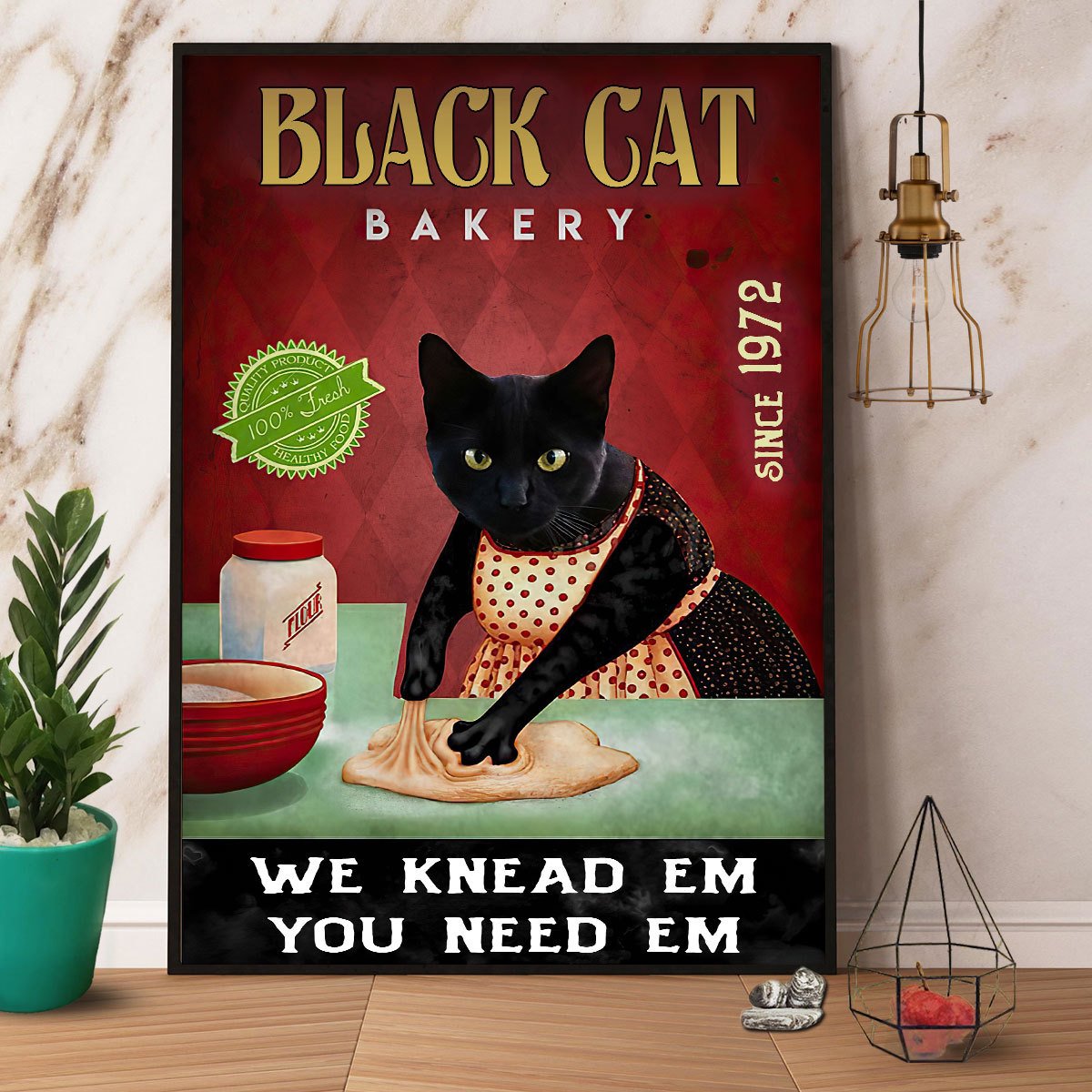 Black Cat Bakery We Knead Em You Need Em Satin Poster Portrait No Frame