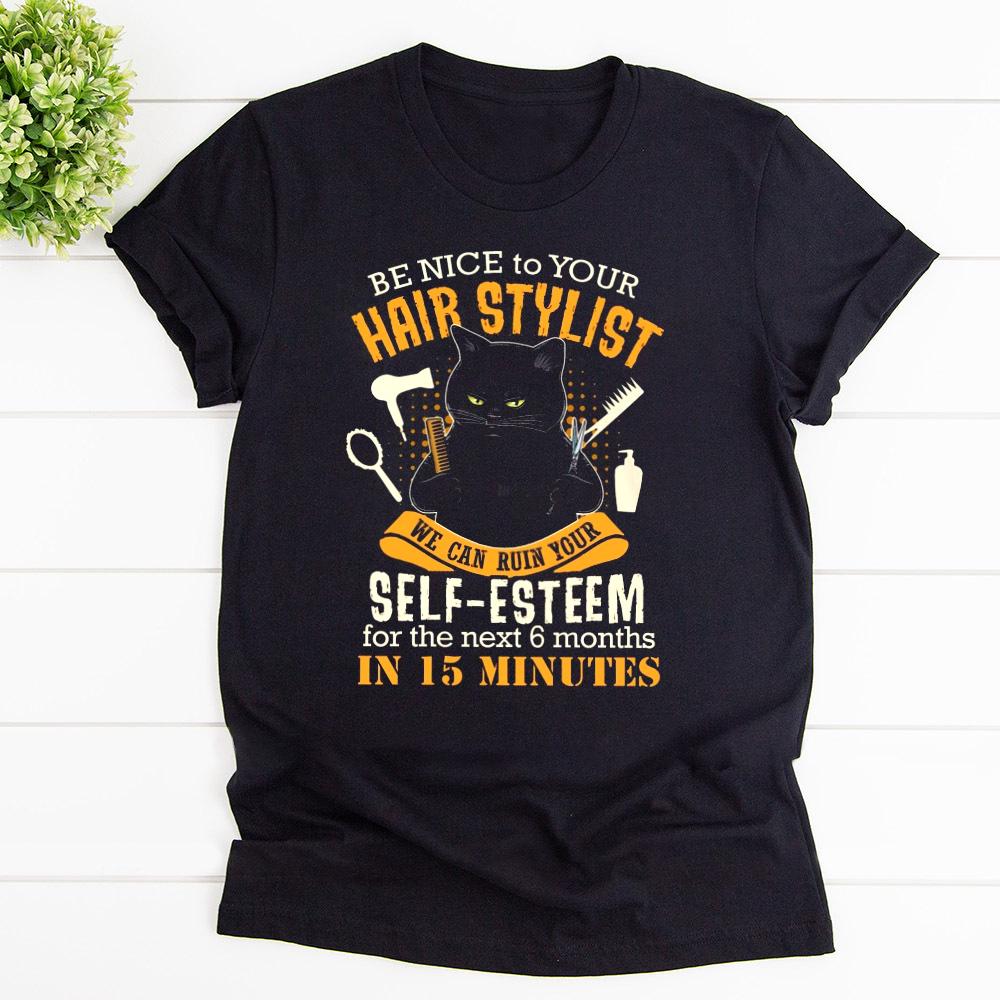 Black Cat Hairdresser We Can Ruin Yourself - Esteem 15 Minutes T Shirt Black Unisex S-6XL