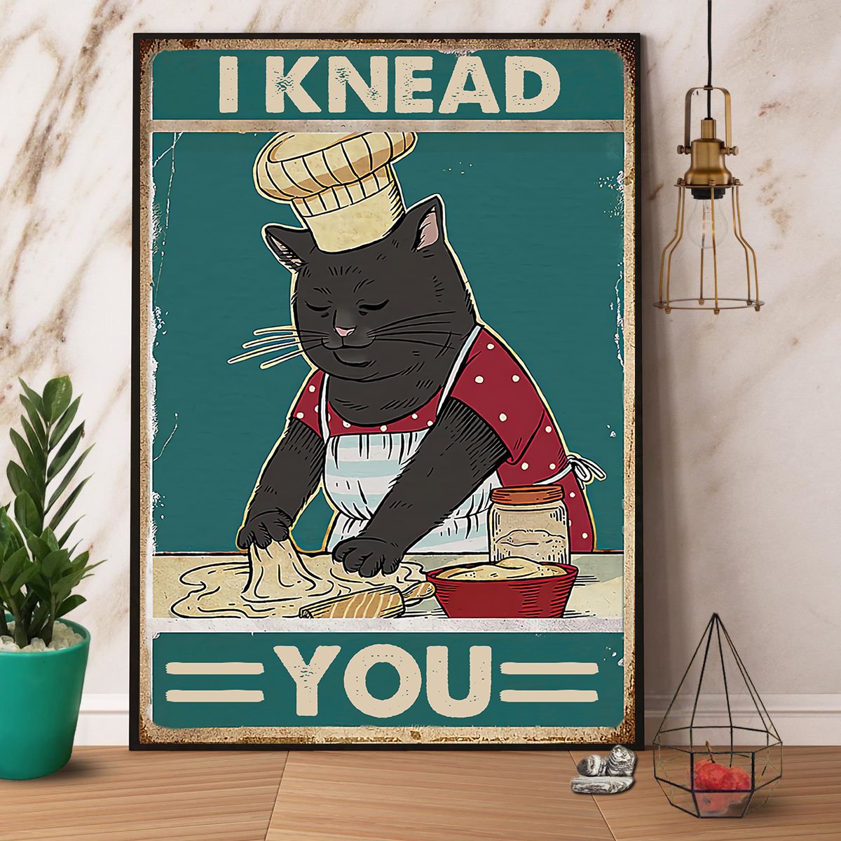 Black Cat I Knead You Satin Poster Portrait No Frame