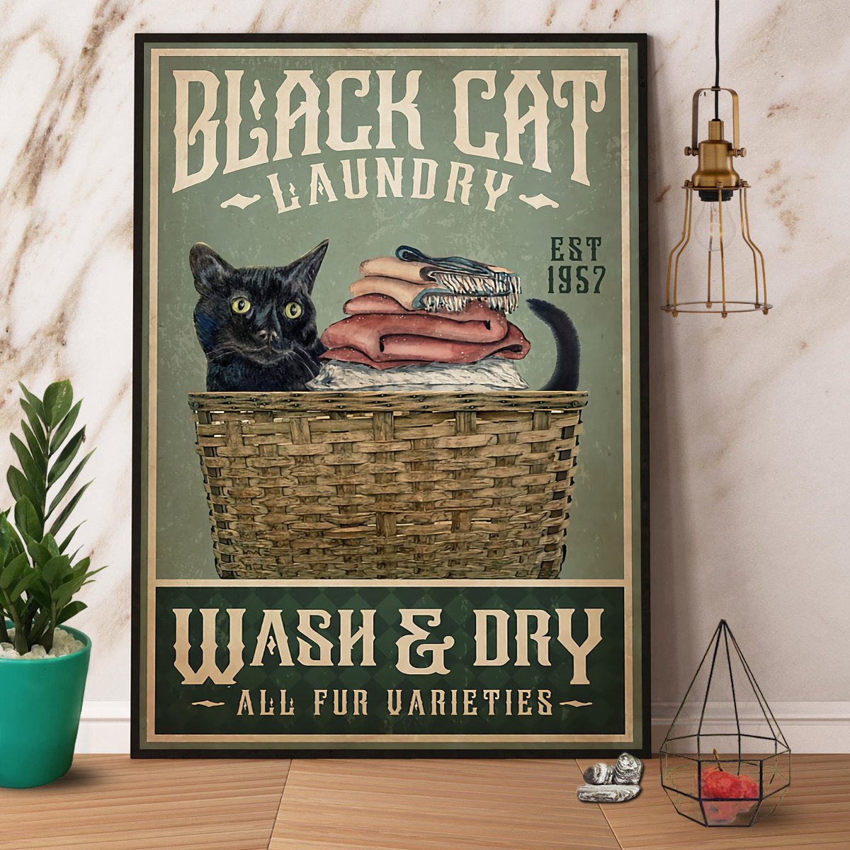 Black Cat Laundry Wash And Dry All Fur Uarieties Satin Poster Portrait No Frame