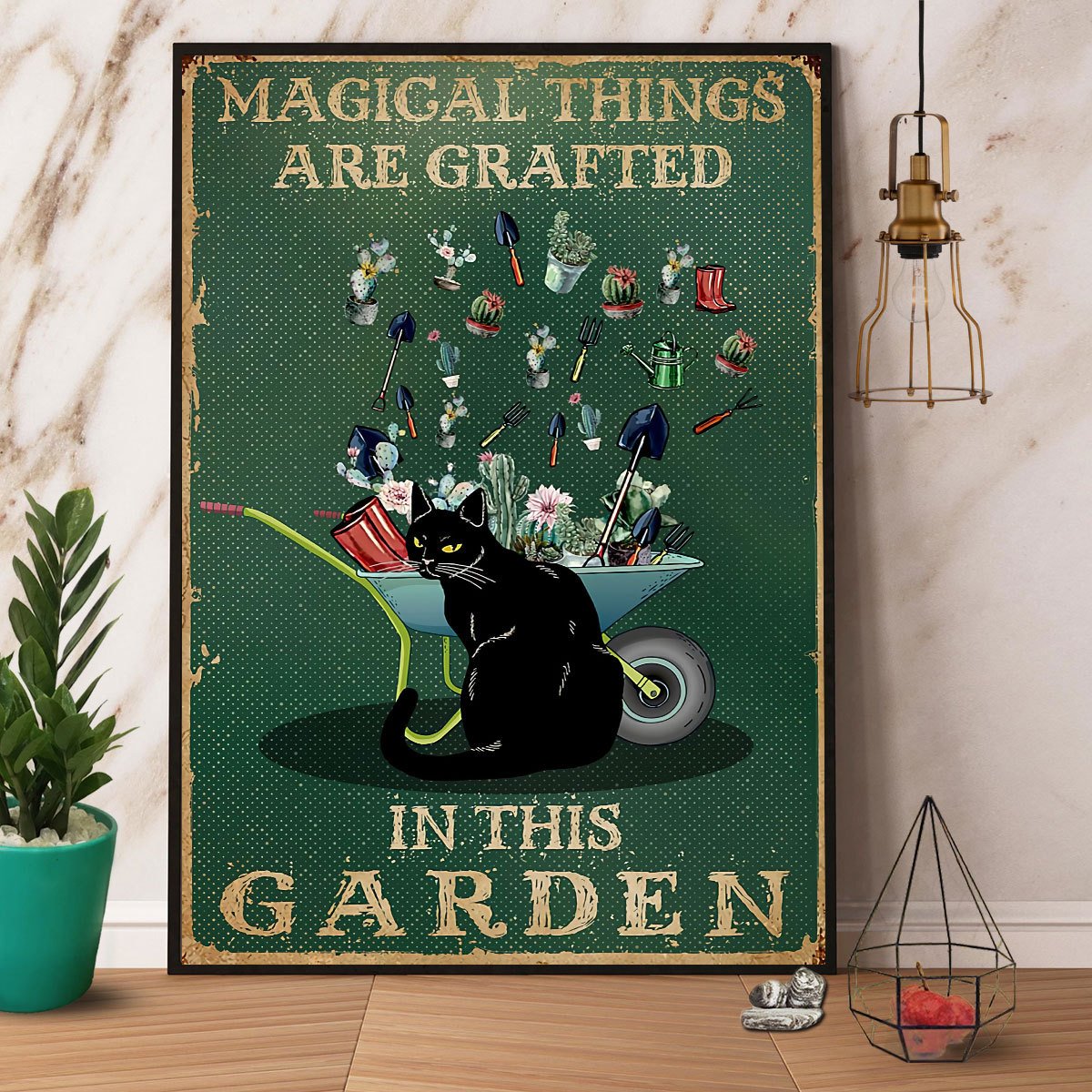 Black Cat Magical Thingsare Grafted In This Garden Satin Poster Portrait No Frame