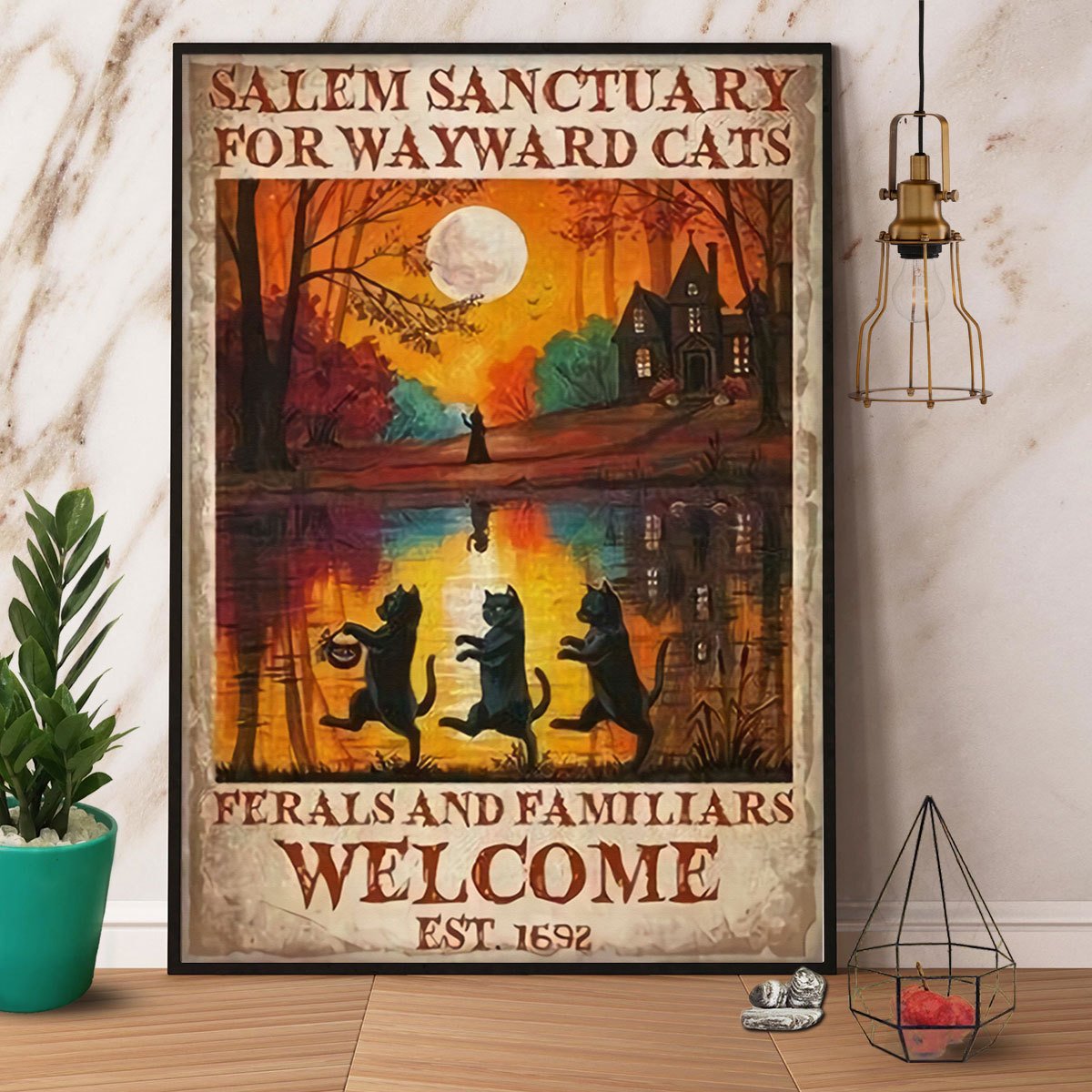 Black Cat Salem Sanctuary For Wayward Cats Satin Poster Portrait No Frame