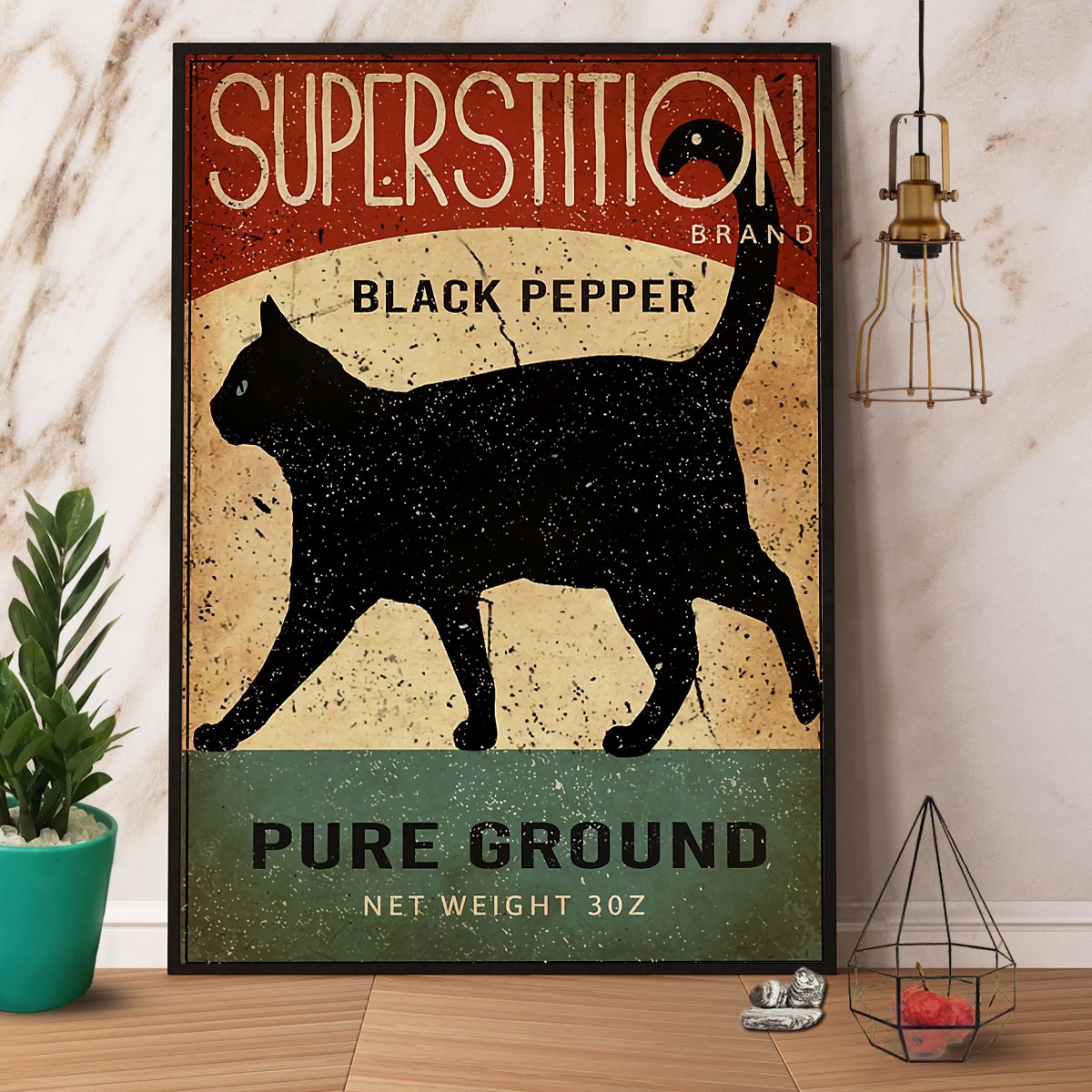 Black Cat Superstition Black Pepper Pure Ground Satin Poster Portrait No Frame