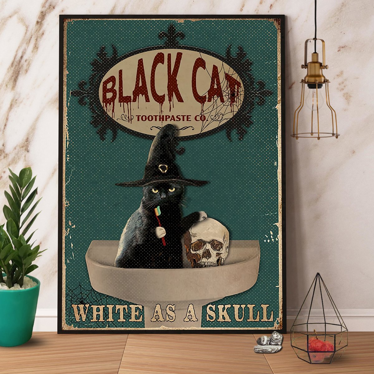 Black Cat Toothpaste Co White As A Skull V Satin Poster Portrait No Frame