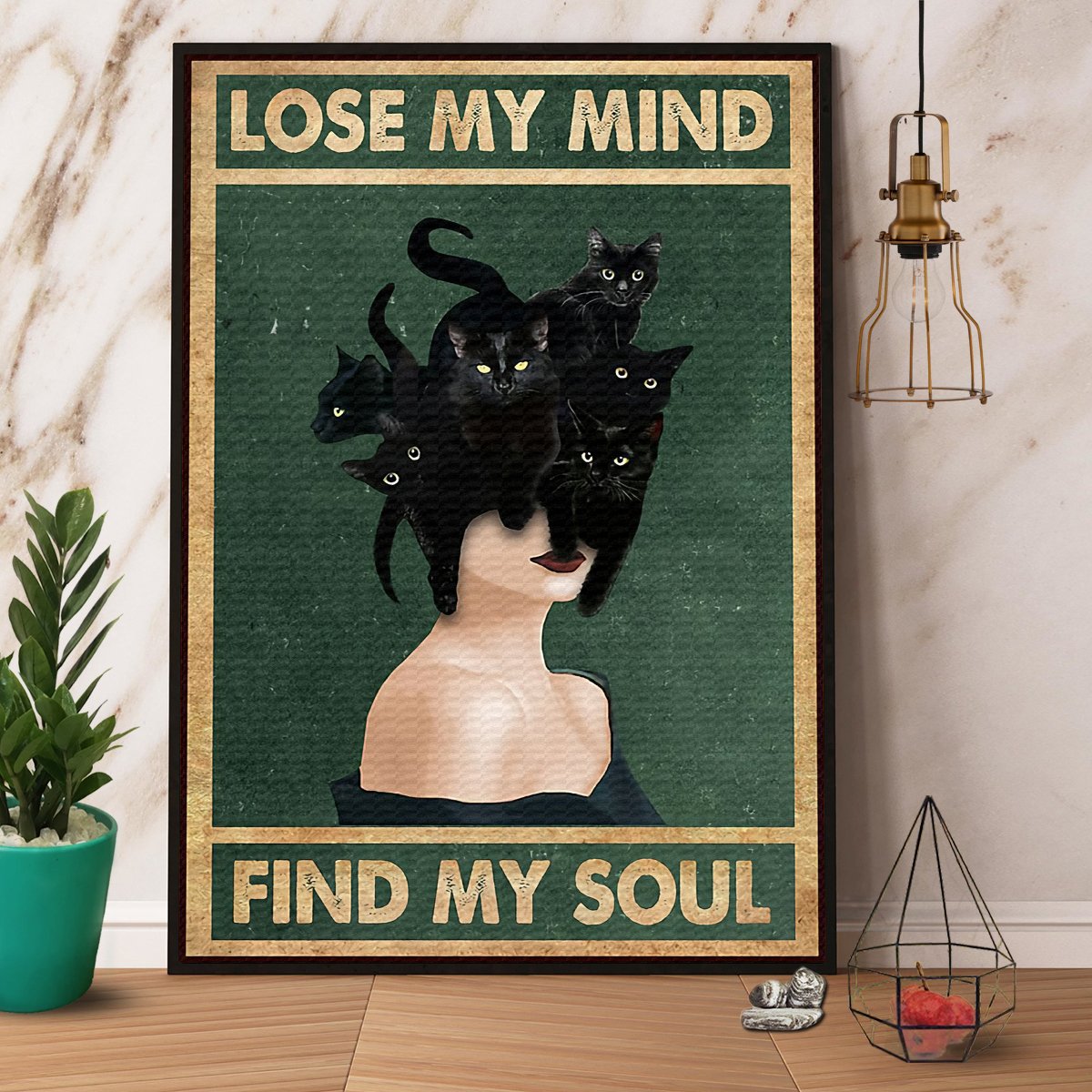 Black Cats Lose My Mind Find My Soul Satin Poster Portrait No Frame