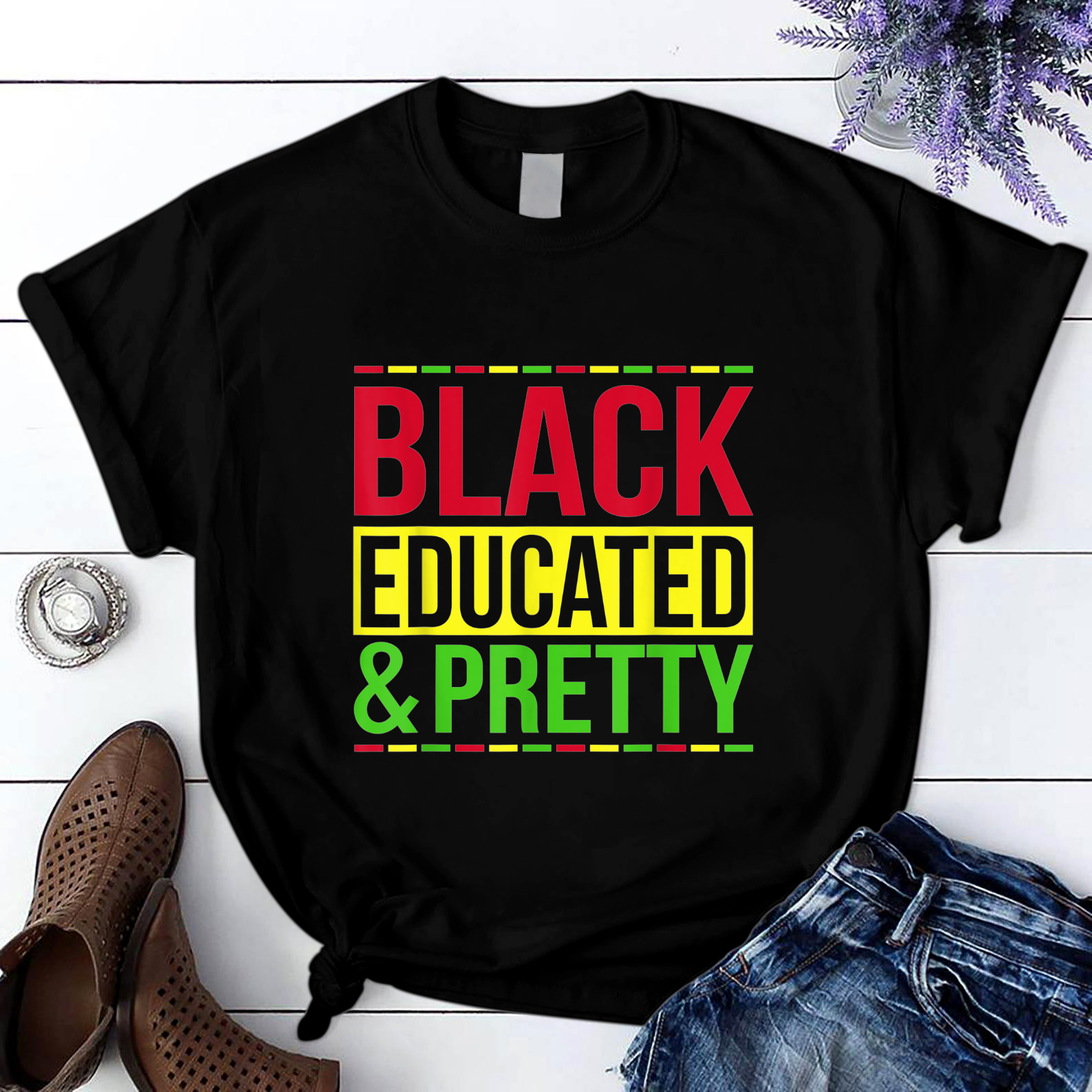 Black Educated Pretty Black History Month T Shirt Black Unisex S-6XL