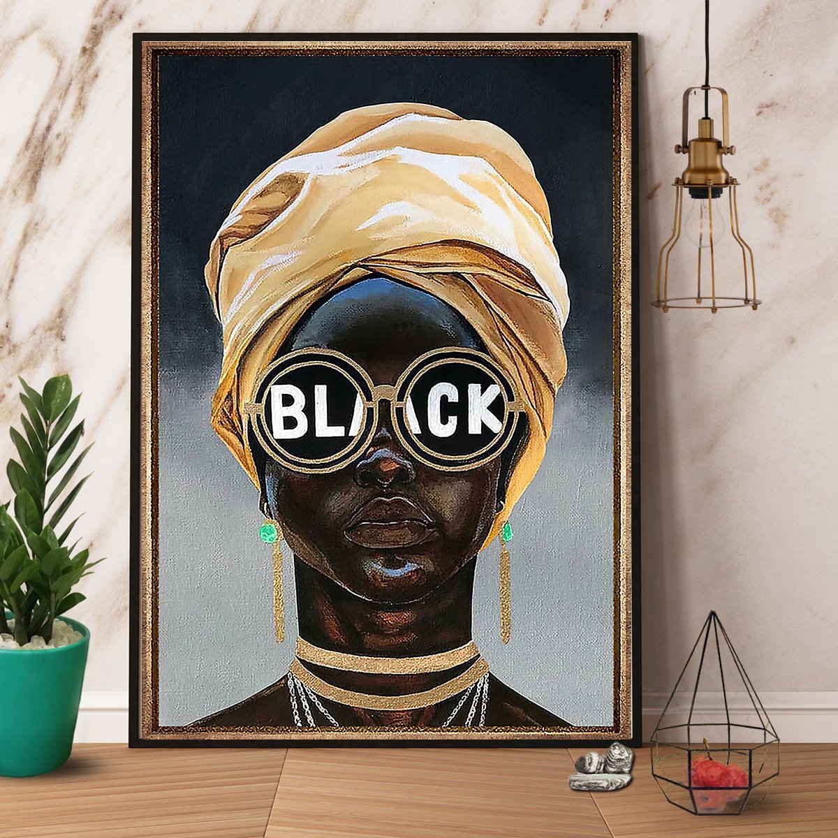 Black Girl Head Scarf Girl Satin Poster Portrait No Frame