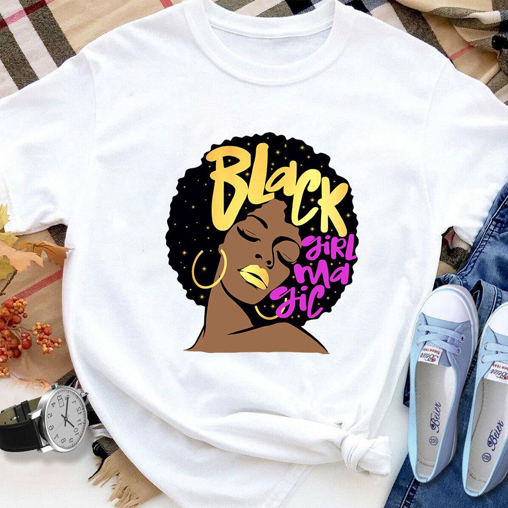 Black Girl Magic Afro Natural Hair Diva Black Queen Women T Shirt White S-3XL