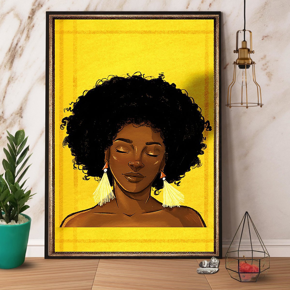 Black Girl Natural Hair Portrait Satin Poster Portrait No Frame