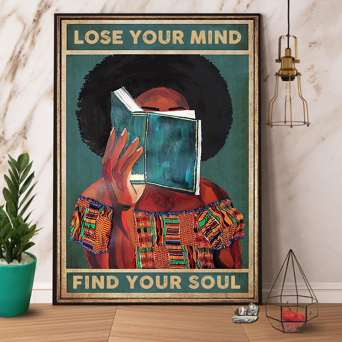 Black Girl Reading Book Lose Your Mind Find Your Soul Satin Poster Portrait No Frame