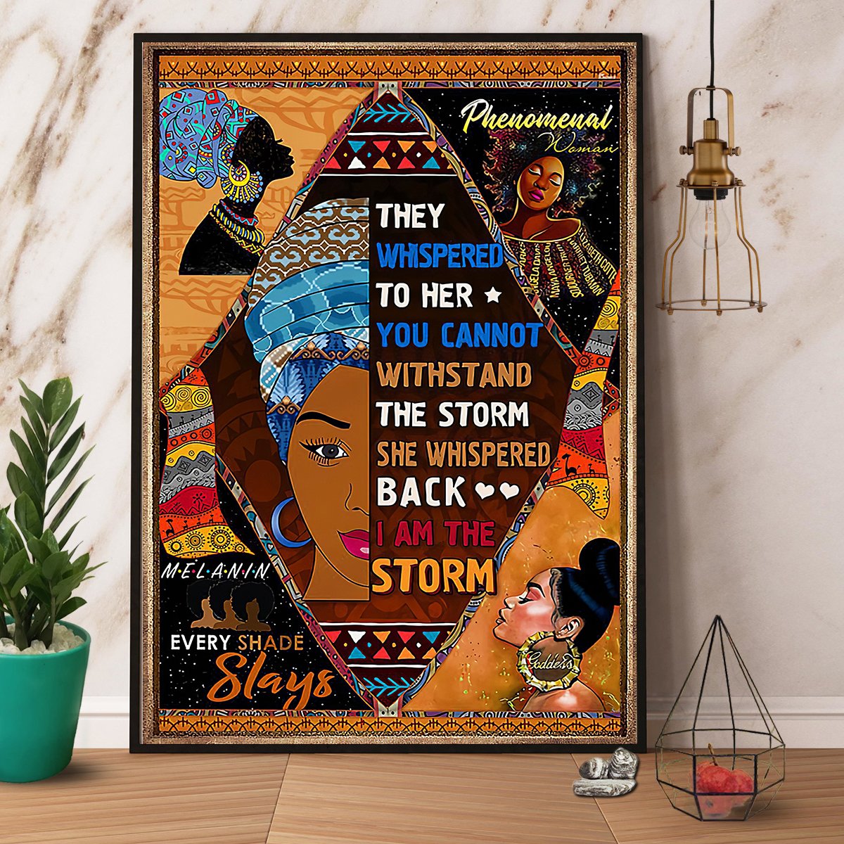 Black Girl She Whispered Black I Am The Storm Satin Poster Portrait No Frame