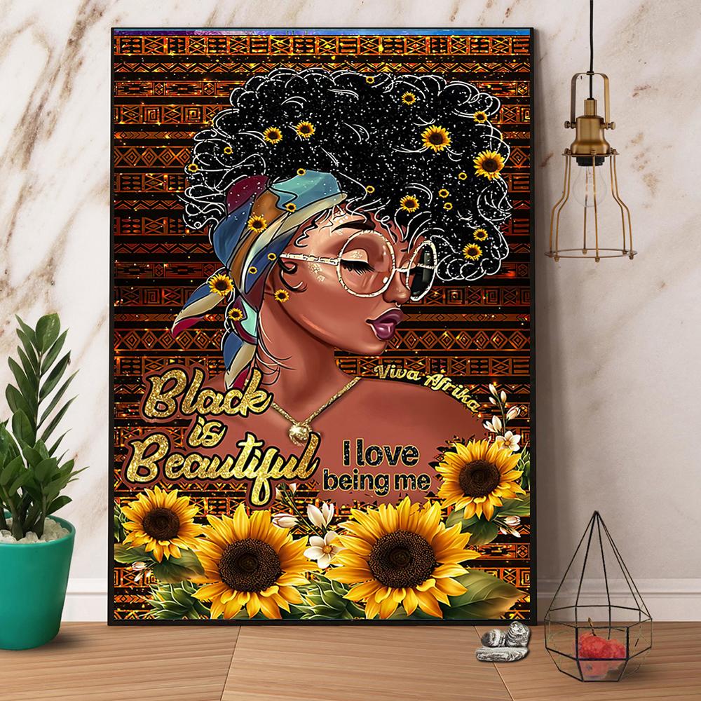 Black Girl Sunflower Black Is Beautiful Satin Poster Portrait No Frame