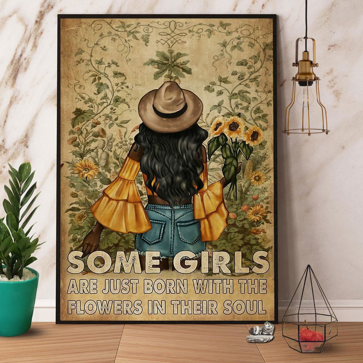 Black Girl Sunflower Some Girls Are Just Born With The Flowers In Their Soul Satin Poster Portrait No Frame