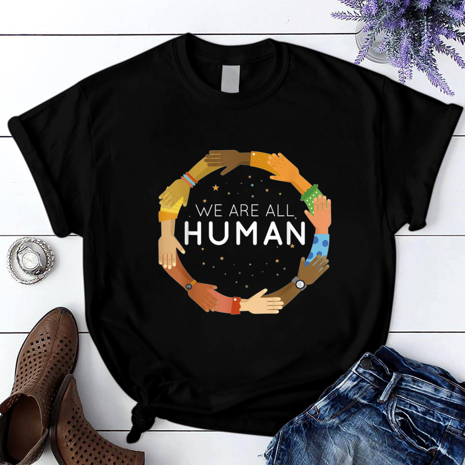 Black History Month We Are All Human Black Is Beautiful T Shirt Black Unisex S-6XL