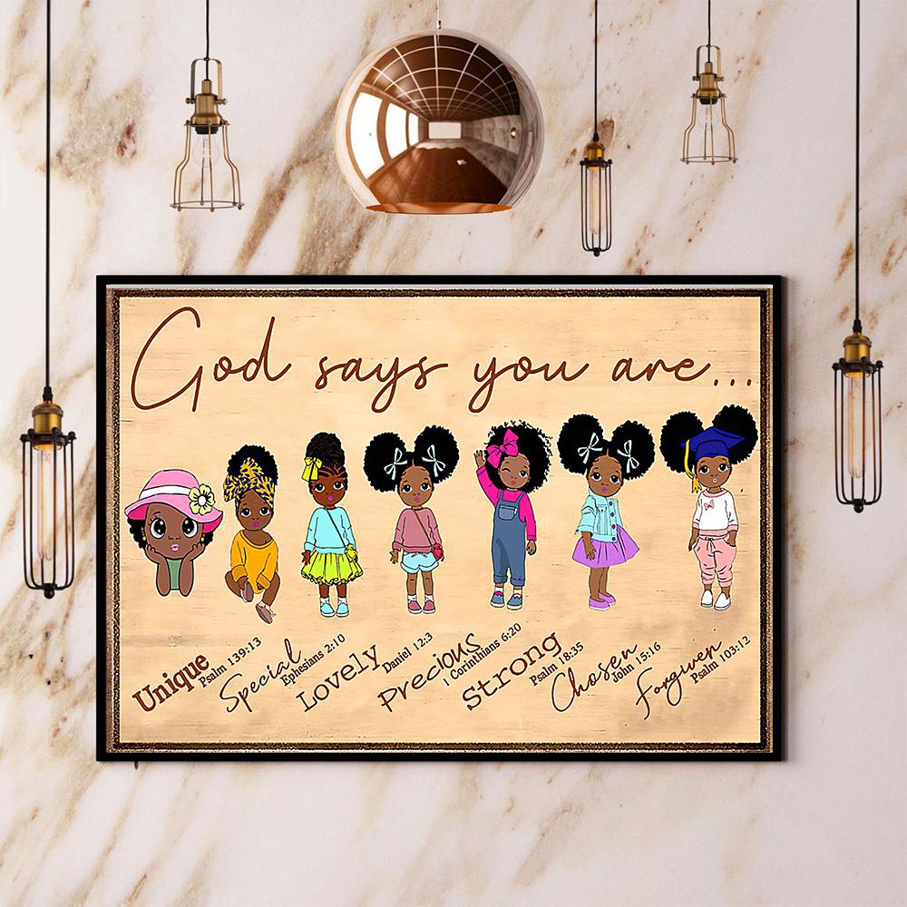 Black Kid God Says You Are Satin Poster Landscape No Frame