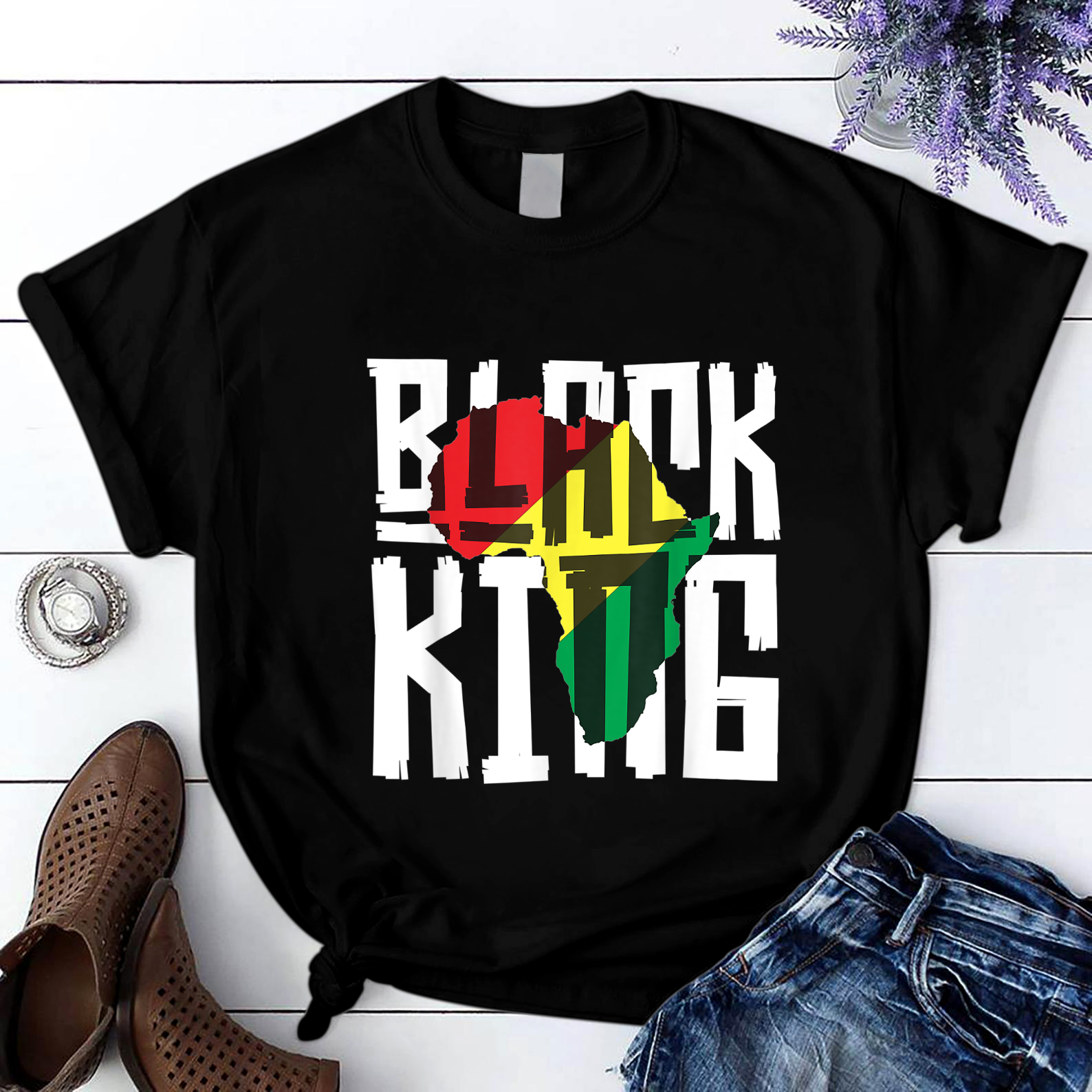 Black King for Boys Men History Month Africaribal T Shirt Black Unisex S-6XL