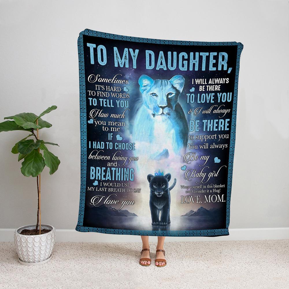 Black lion mom to my daughter i will always be there to support you be my baby girl Fleece Blanket