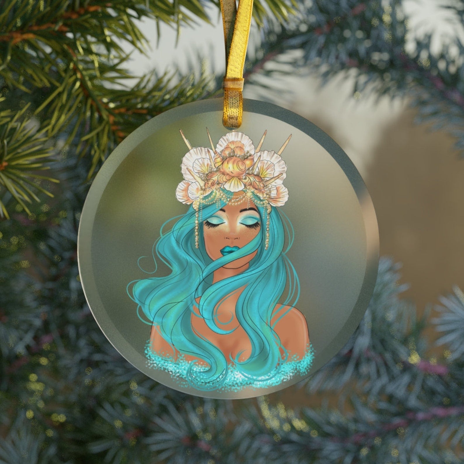 Black Mermaid Black Girl Christmasmermaid Black Mermaidmermaid Giftssexy Mermaid Adult Christmas Ornament