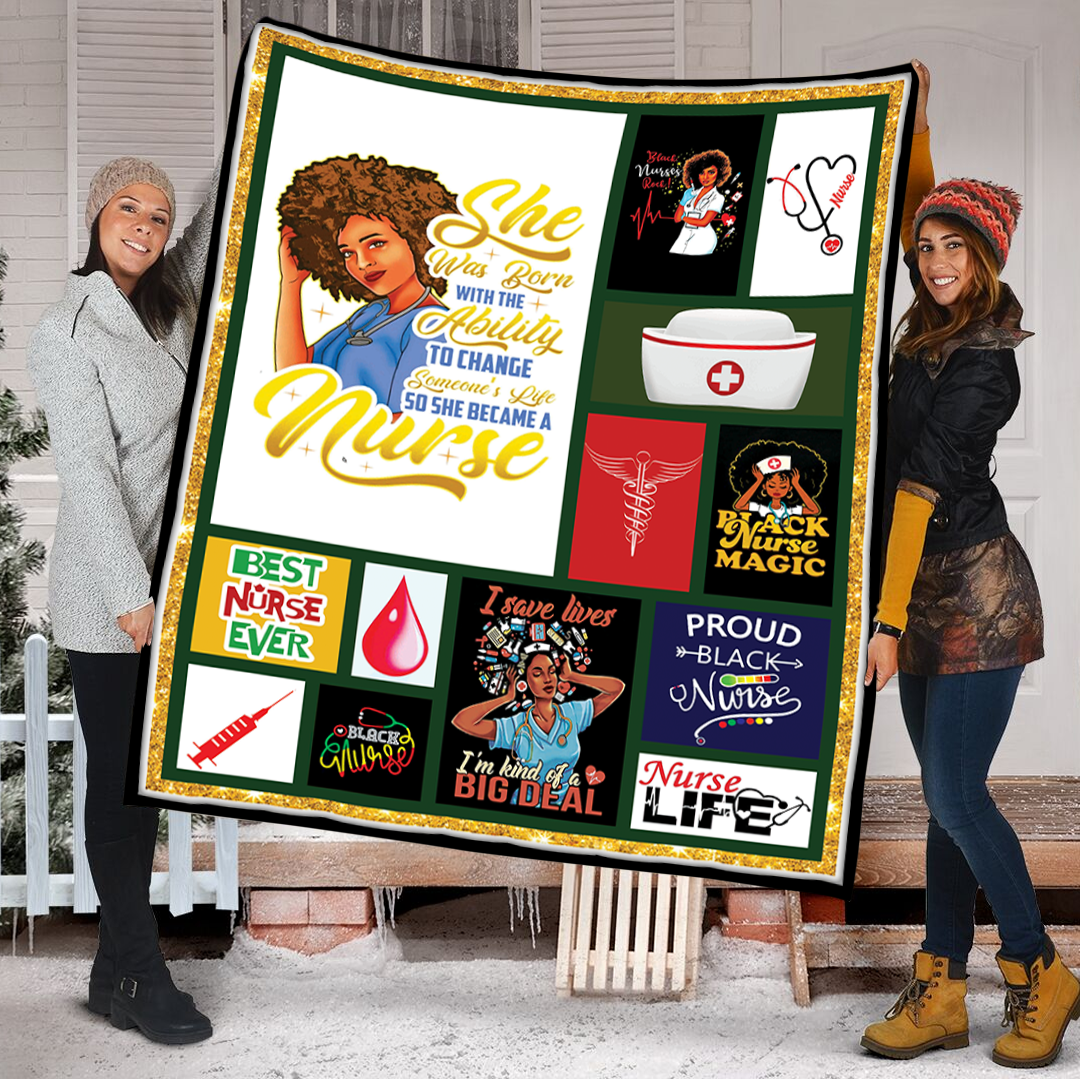 Black Nurse Magic Sofa Mothers Day Fleece Blanket bf2211