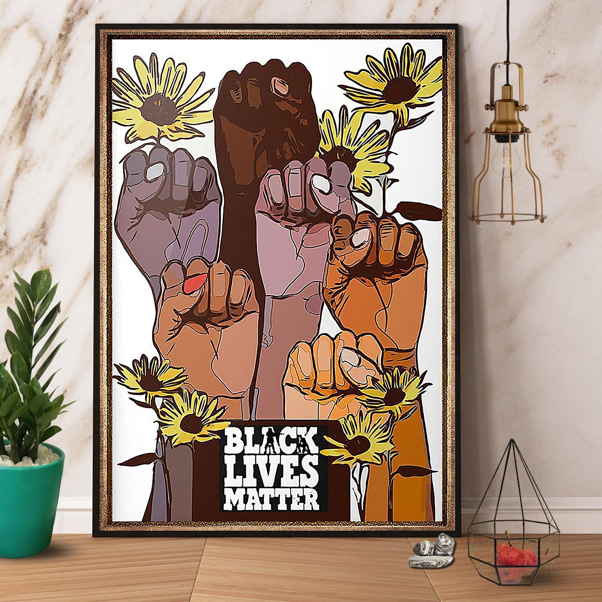 Black Pride Black Live Matter Sunflower Satin Poster Portrait No Frame