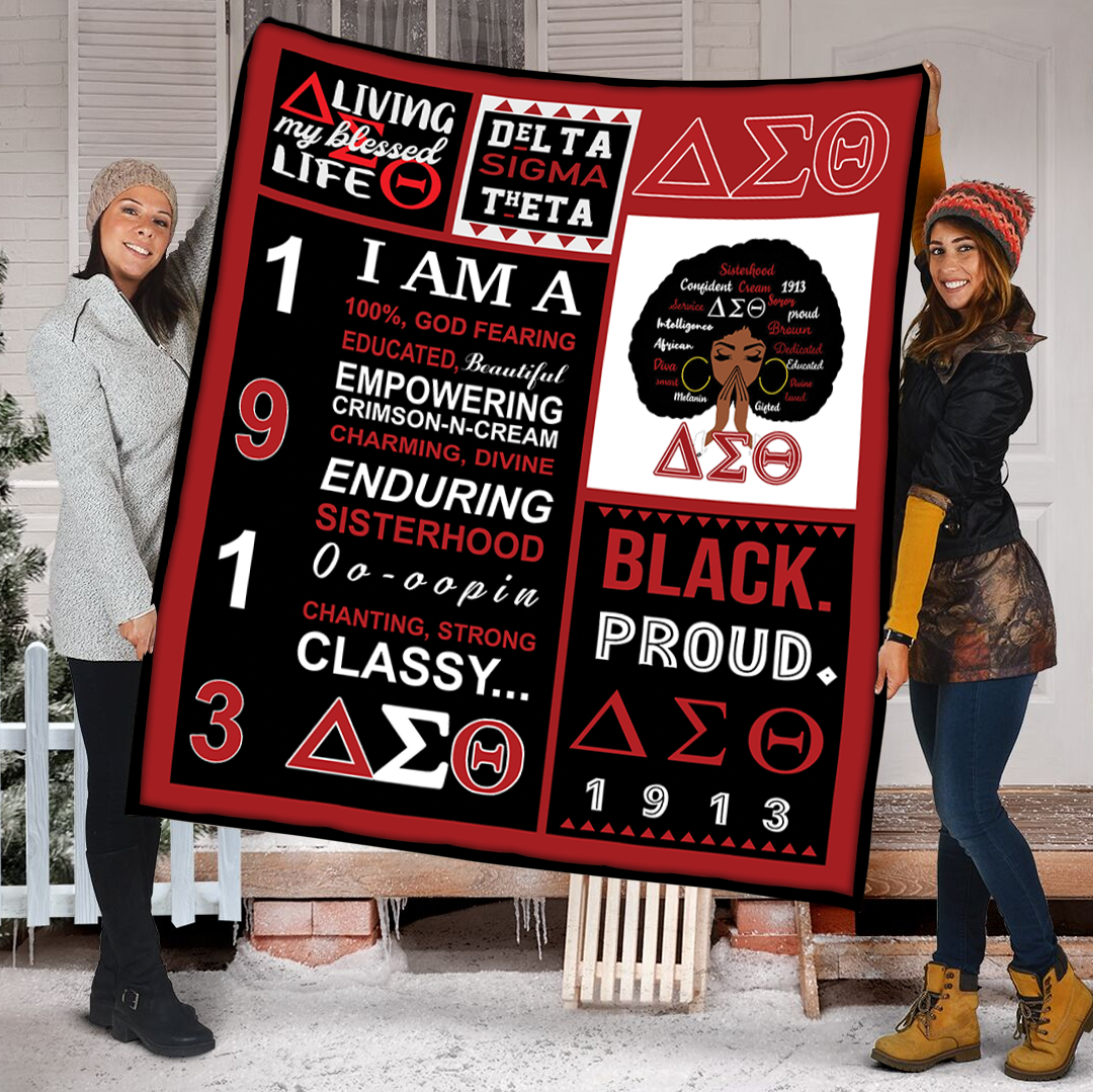 Black Proud Delta Sigma Theta 1913 Xl White Fleece Blanket bf2211