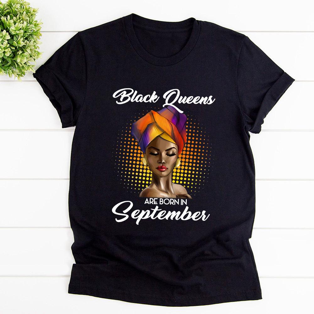 Black Queen Are Born In Septemper Twinkle Round Earrings T Shirt Black Unisex S-6XL