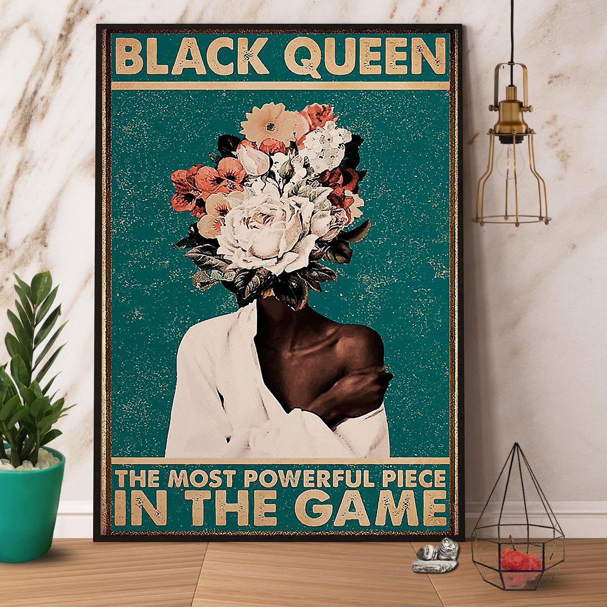 Black Queen In The Game Black Girl Flower Satin Poster Portrait No Frame