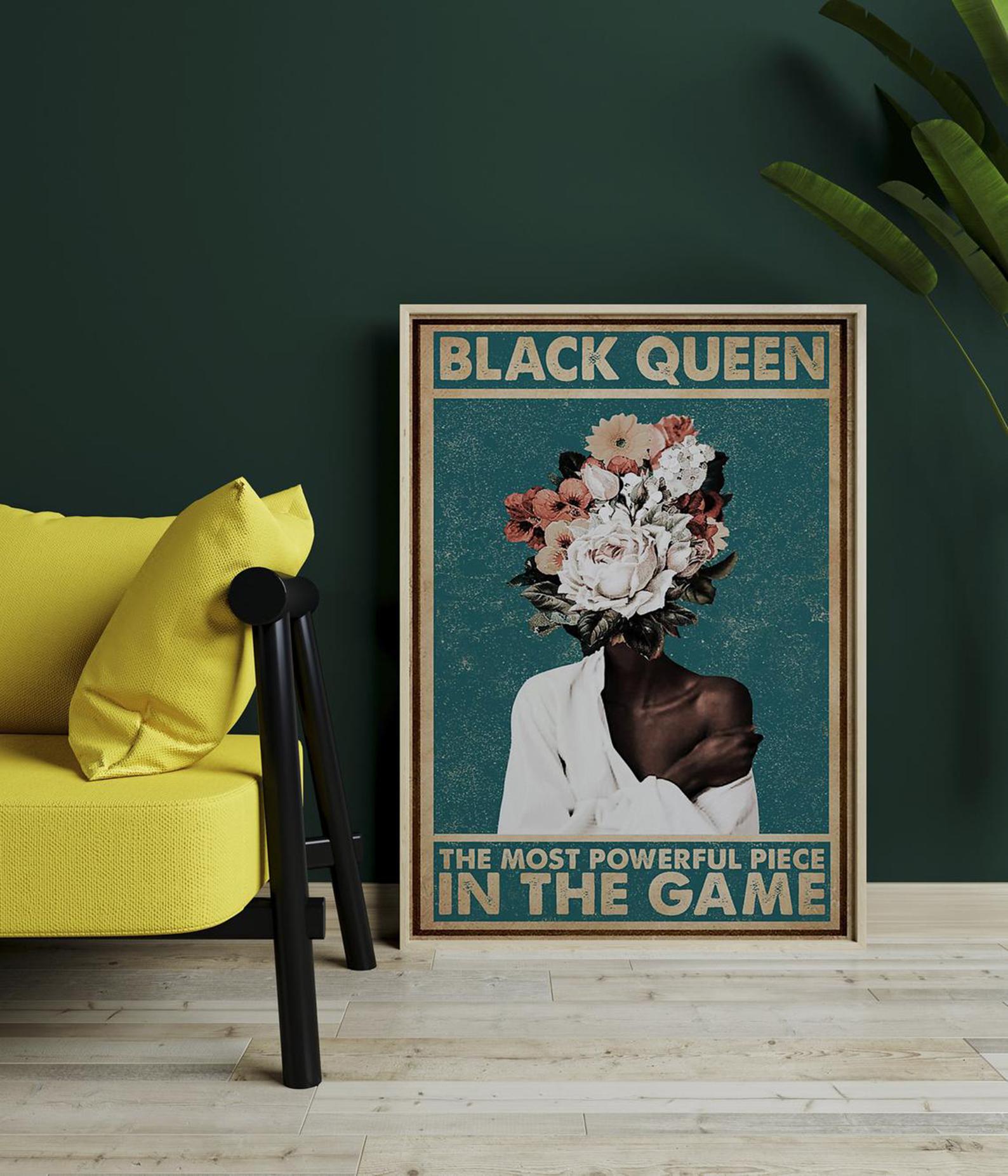 Black Queen Retro The Most Powerful Piece In The Game Black Lives Matter Lives Matter Retro Vintage Satin Poster Portrait no Frame