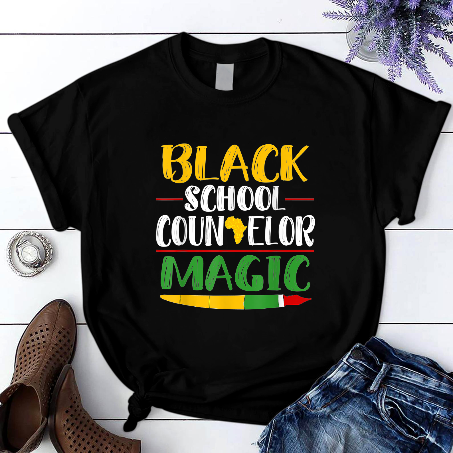 Black School Counselor Magic Black history Montheacher T Shirt Black Unisex S-6XL