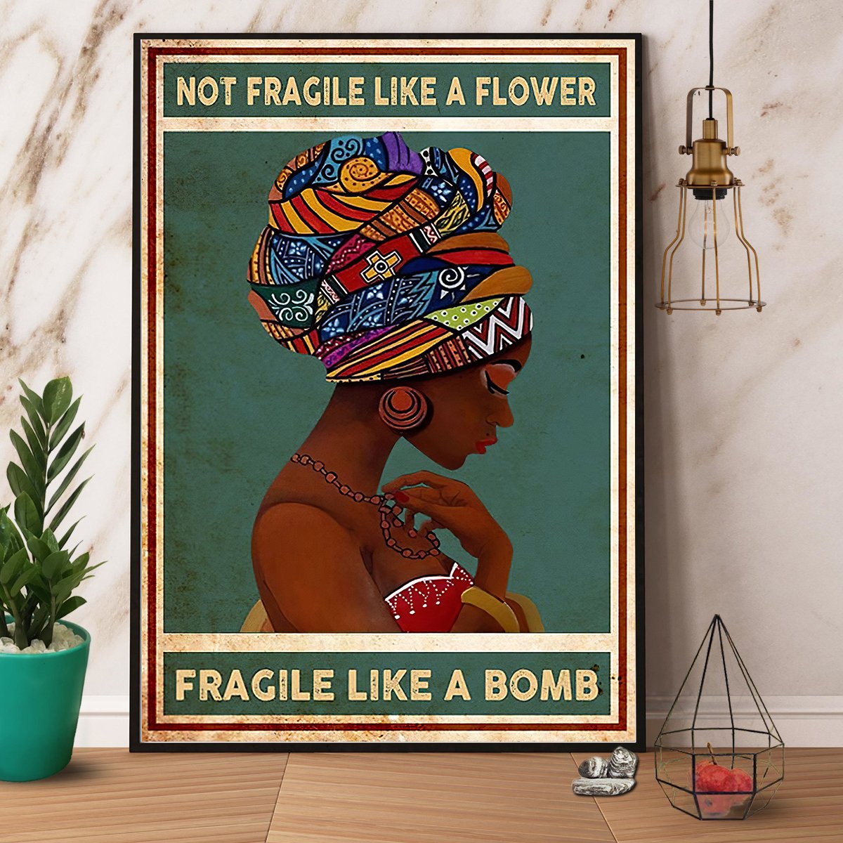 Black Woman Fragile Like A Bomb Satin Poster Portrait No Frame