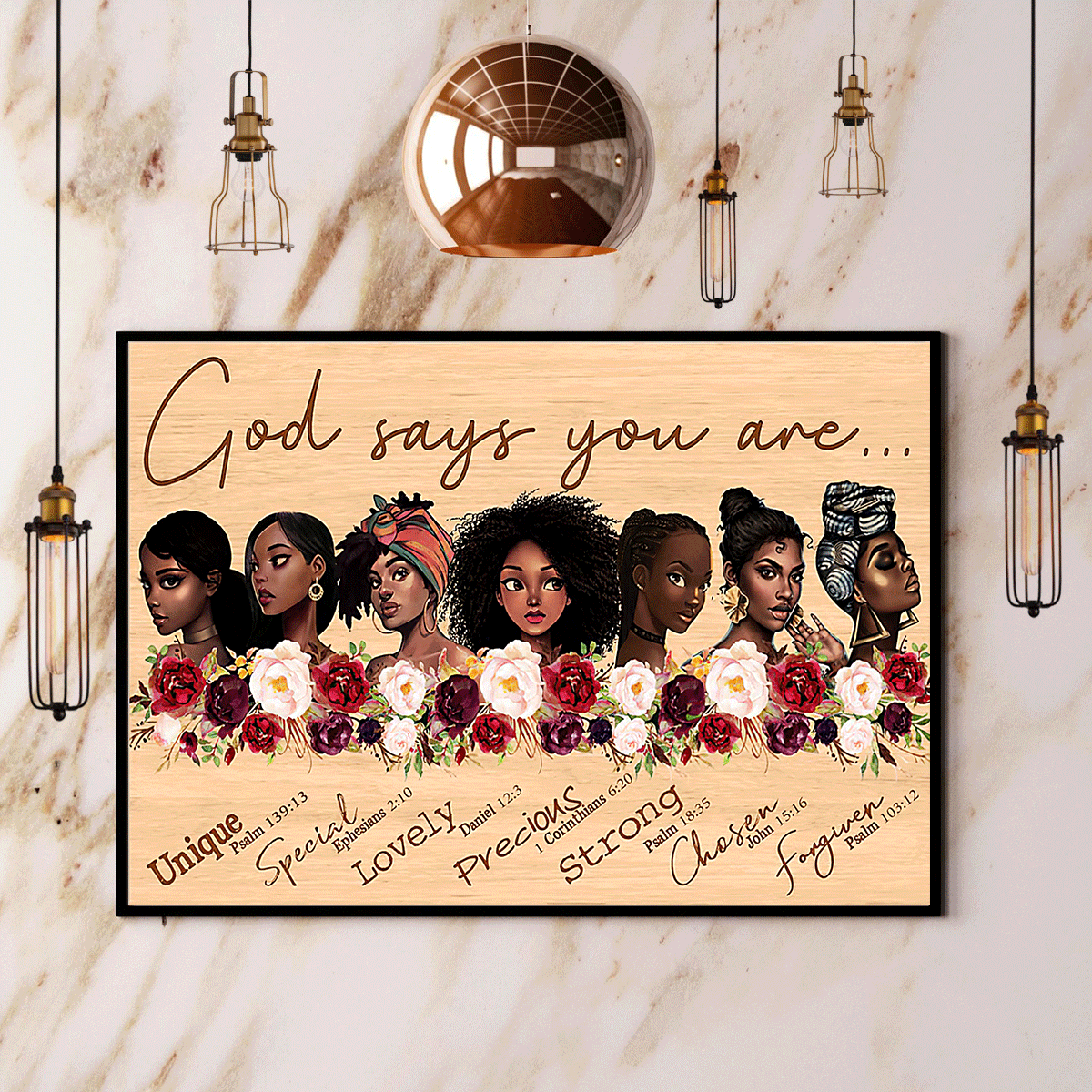 Black Woman God Says You Are Satin Poster Landscape No Frame