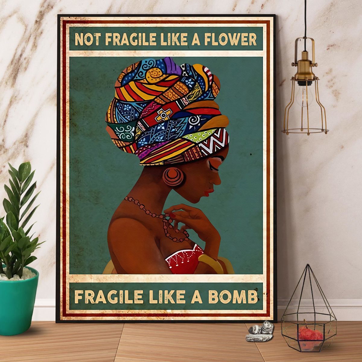 Black Woman Not Fragile Like A Flower Fragile Like A Bomb Satin Poster Portrait No Frame