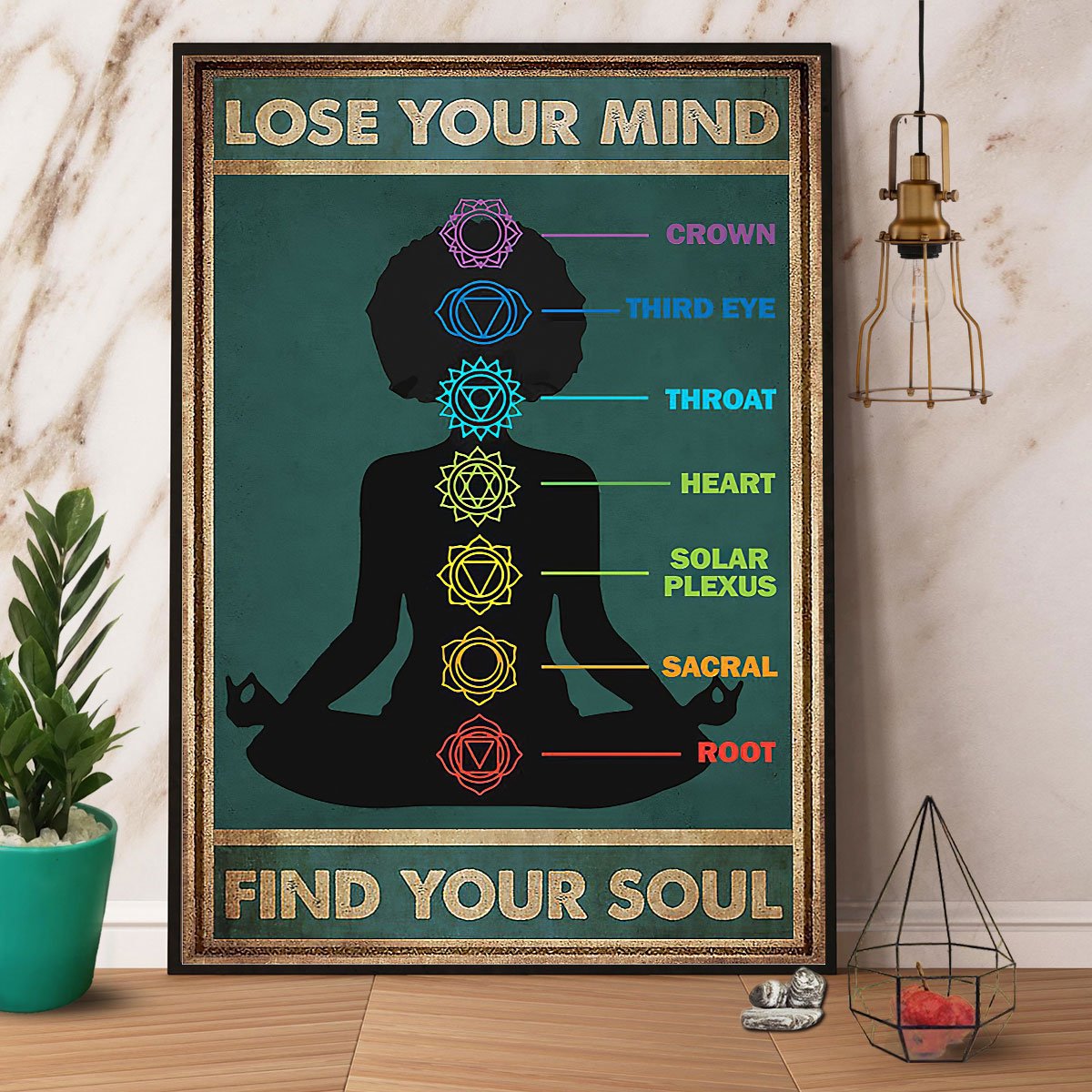 Black Yoga Chakra Lose Your Mind Find Your Soul Satin Poster Portrait No Frame