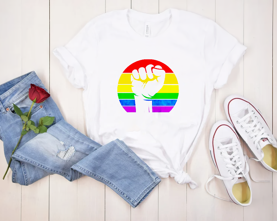 Blm Fist Rainbow Gay Pride Lgbt T-shirt Unisex S-6xl