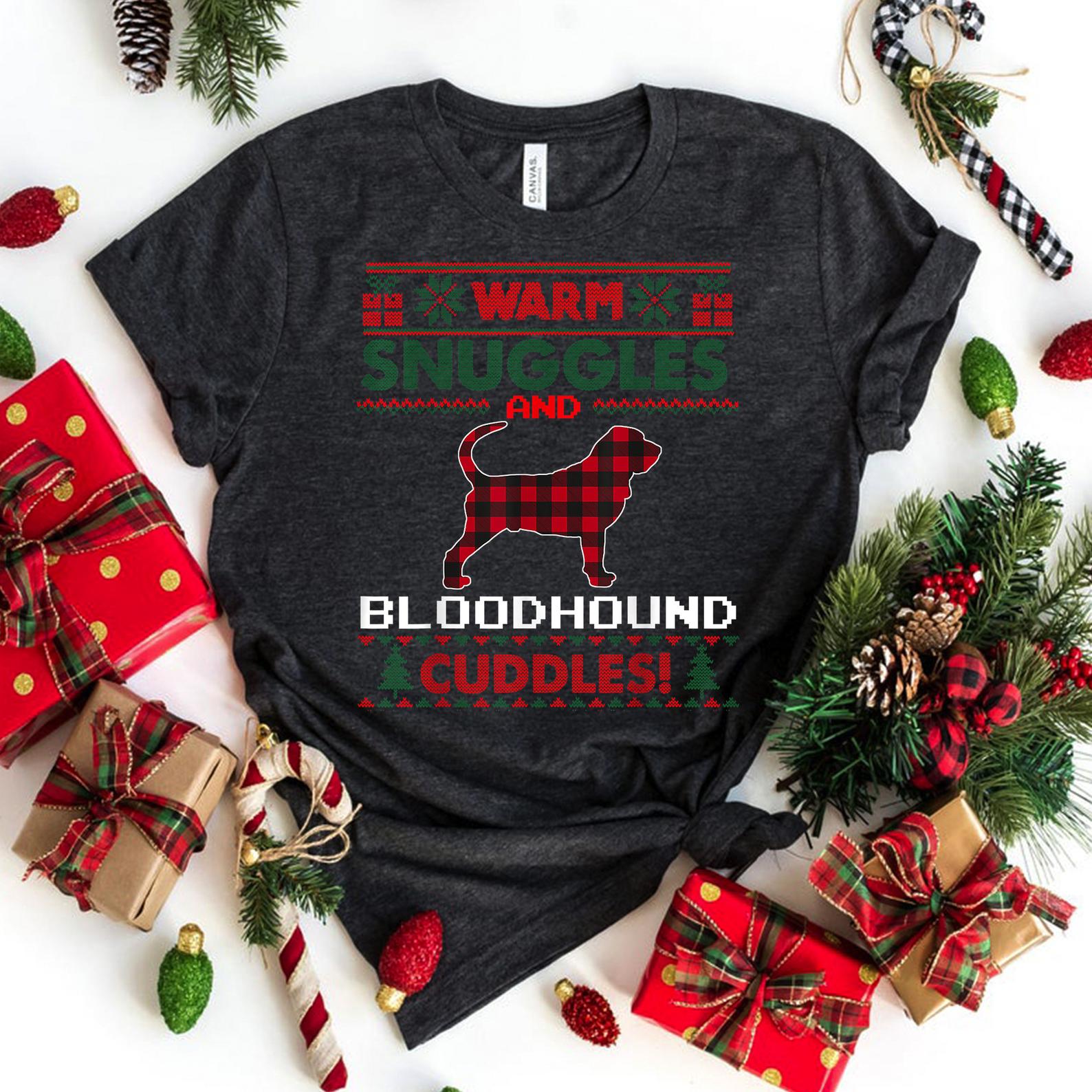 Bloodhound Dog Ugly Christmas T Shirt Grey Unisex S-6Xl