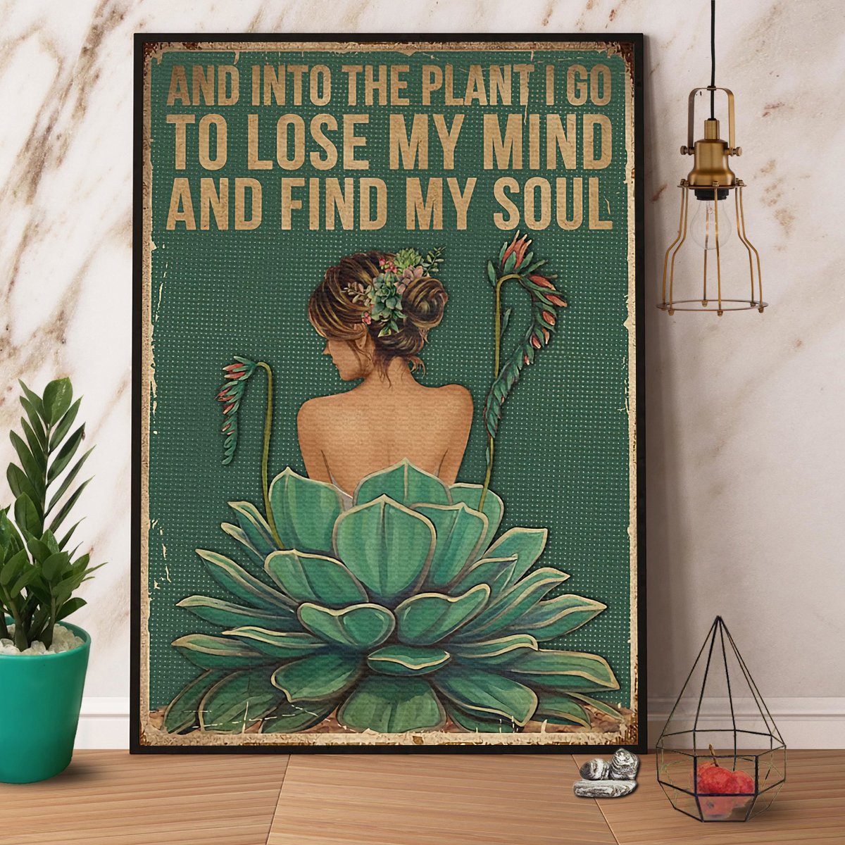 Bloom Succulent Girl I Go To Lose My Mind And Find My Soul Satin Poster Portrait No Frame