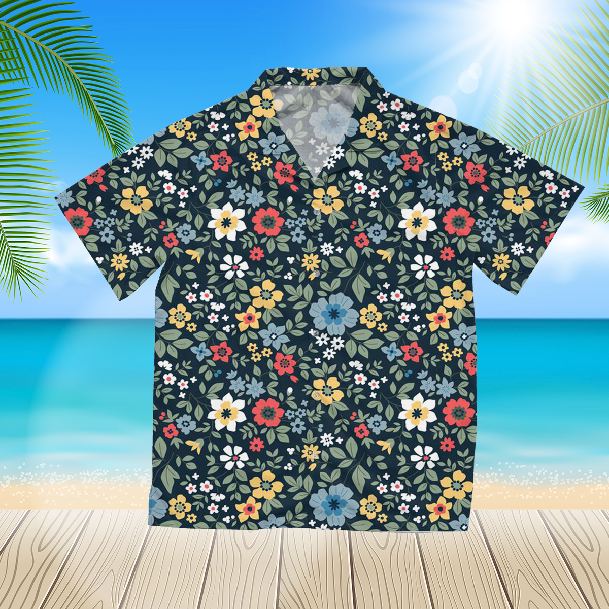 Blue flowers 3d hawaii shirt for Men